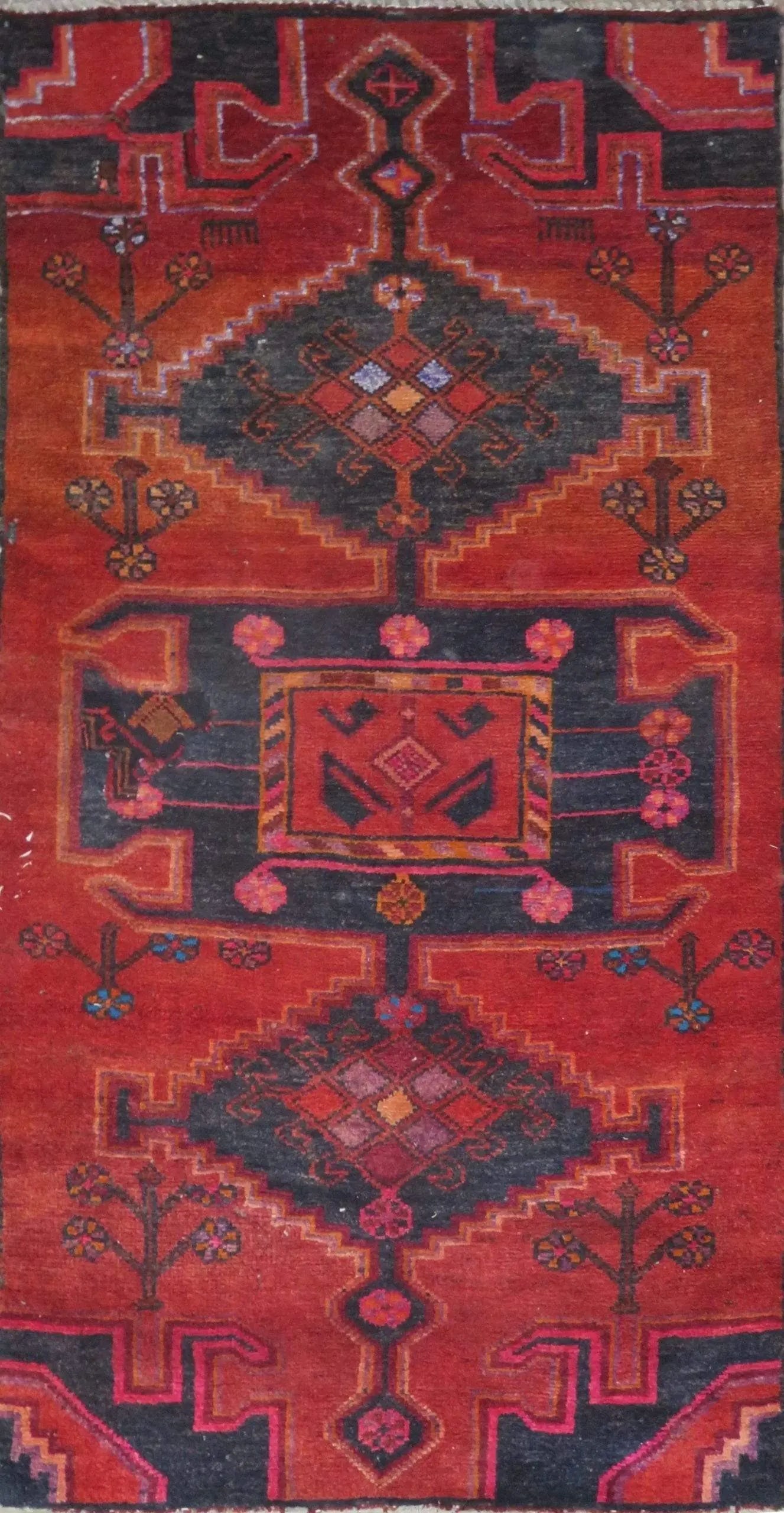 One Of The Kind Hand-Knotted Persian Wool Rug _ Luxurious Vintage Design, 5'8" x 3'0", Artisan: Hand-Knotted Persian Wool Rug _ Luxurious Vintage Design, 5'8" x 3'0", Artisan Crafted, Authentic hand-knotted traditional antique vintage Persian rugs, in excellent vintage condition with over 60 yea