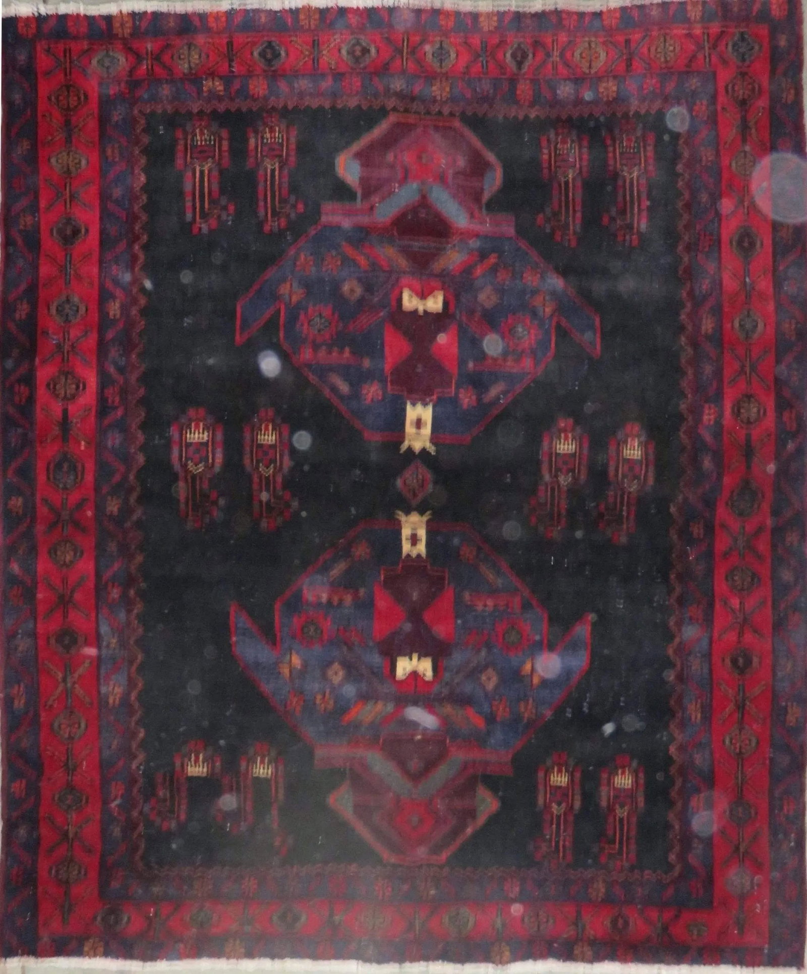 One Of The Kind Hand-Knotted Persian Wool Rug _ Luxurious Vintage Design, 5'7" x 4'8", Artisan: Hand-Knotted Persian Wool Rug _ Luxurious Vintage Design, 5'7" x 4'8", Artisan Crafted, Authentic hand-knotted traditional antique vintage Persian rugs, in excellent vintage condition with over 60 yea