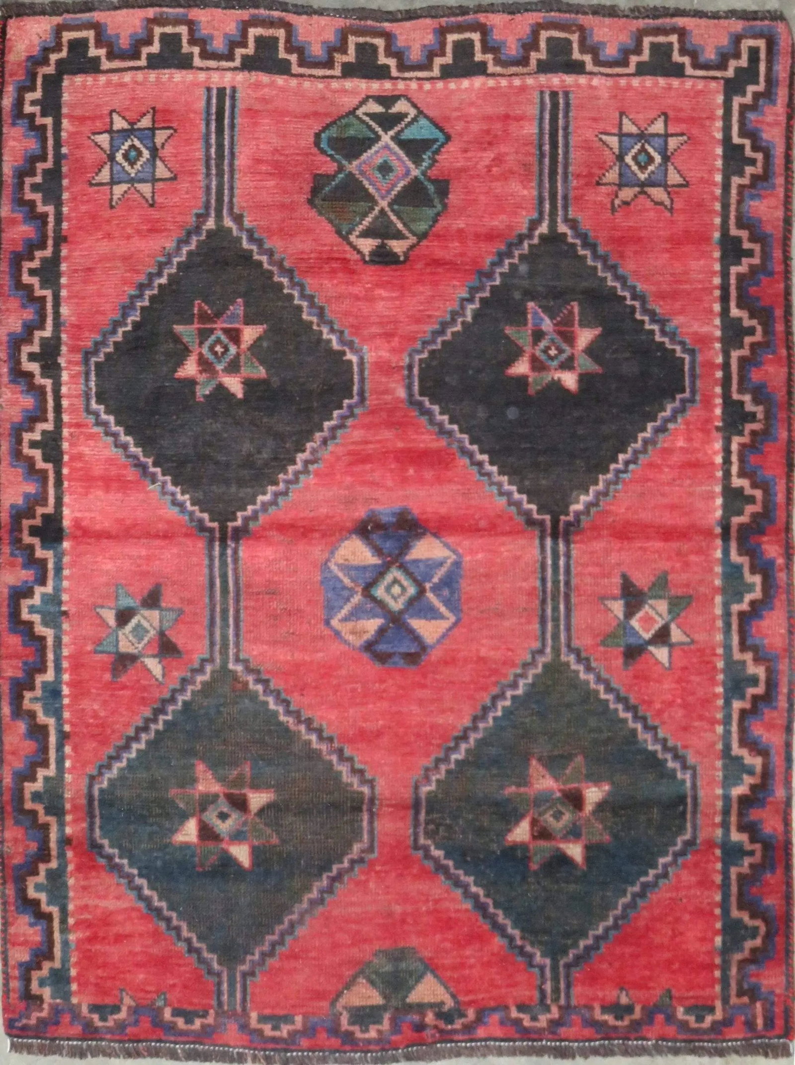 One Of The Kind Hand-Knotted Persian Wool Rug _ Luxurious Vintage Design, 5'6" x 4'2", Artisan: Hand-Knotted Persian Wool Rug _ Luxurious Vintage Design, 5'6" x 4'2", Artisan Crafted, Authentic hand-knotted traditional antique vintage Persian rugs, in excellent vintage condition with over 60 yea