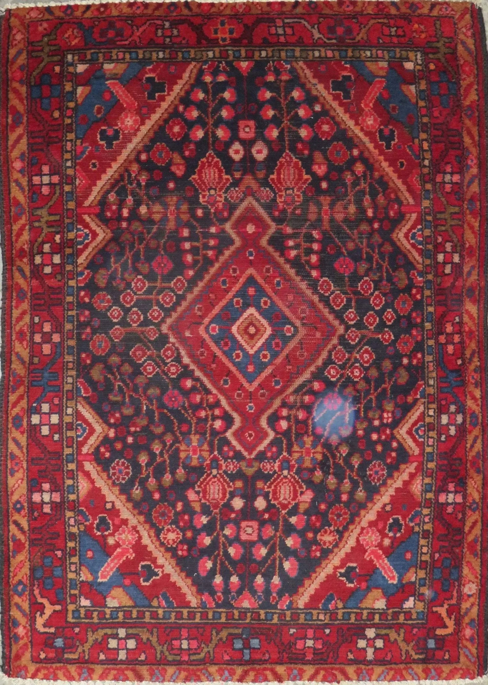 One Of The Kind Hand-Knotted Persian Wool Rug _ Luxurious Vintage Design, 5'6" x 3'9", Artisan: Hand-Knotted Persian Wool Rug _ Luxurious Vintage Design, 5'6" x 3'9", Artisan Crafted, Authentic hand-knotted traditional antique vintage Persian rugs, in excellent vintage condition with over 60 yea