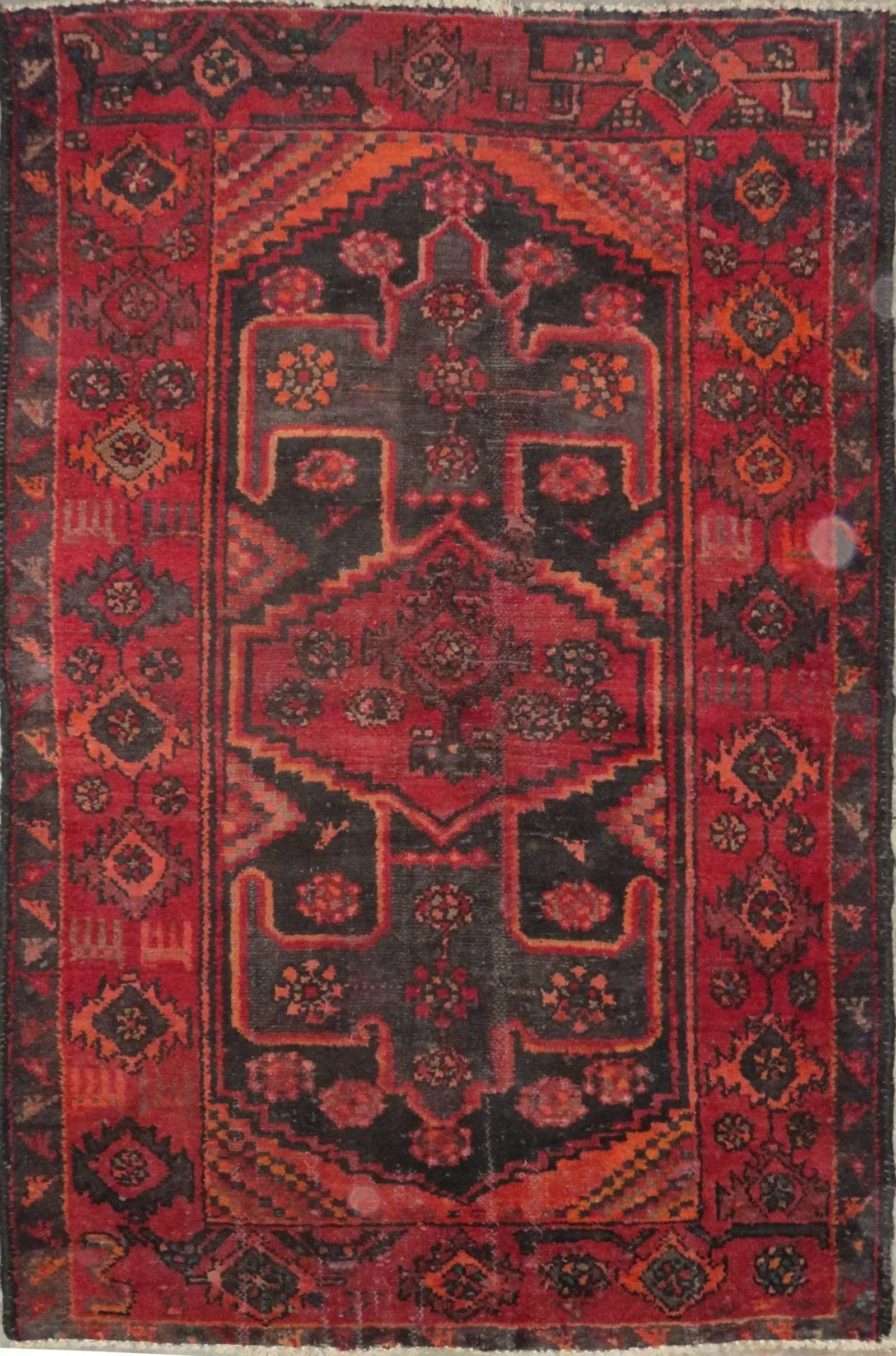 One Of The Kind Hand-Knotted Persian Wool Rug _ Luxurious Vintage Design, 5'6" x 3'7", Artisan: Hand-Knotted Persian Wool Rug _ Luxurious Vintage Design, 5'6" x 3'7", Artisan Crafted, Authentic hand-knotted traditional antique vintage Persian rugs, in excellent vintage condition with over 60 yea