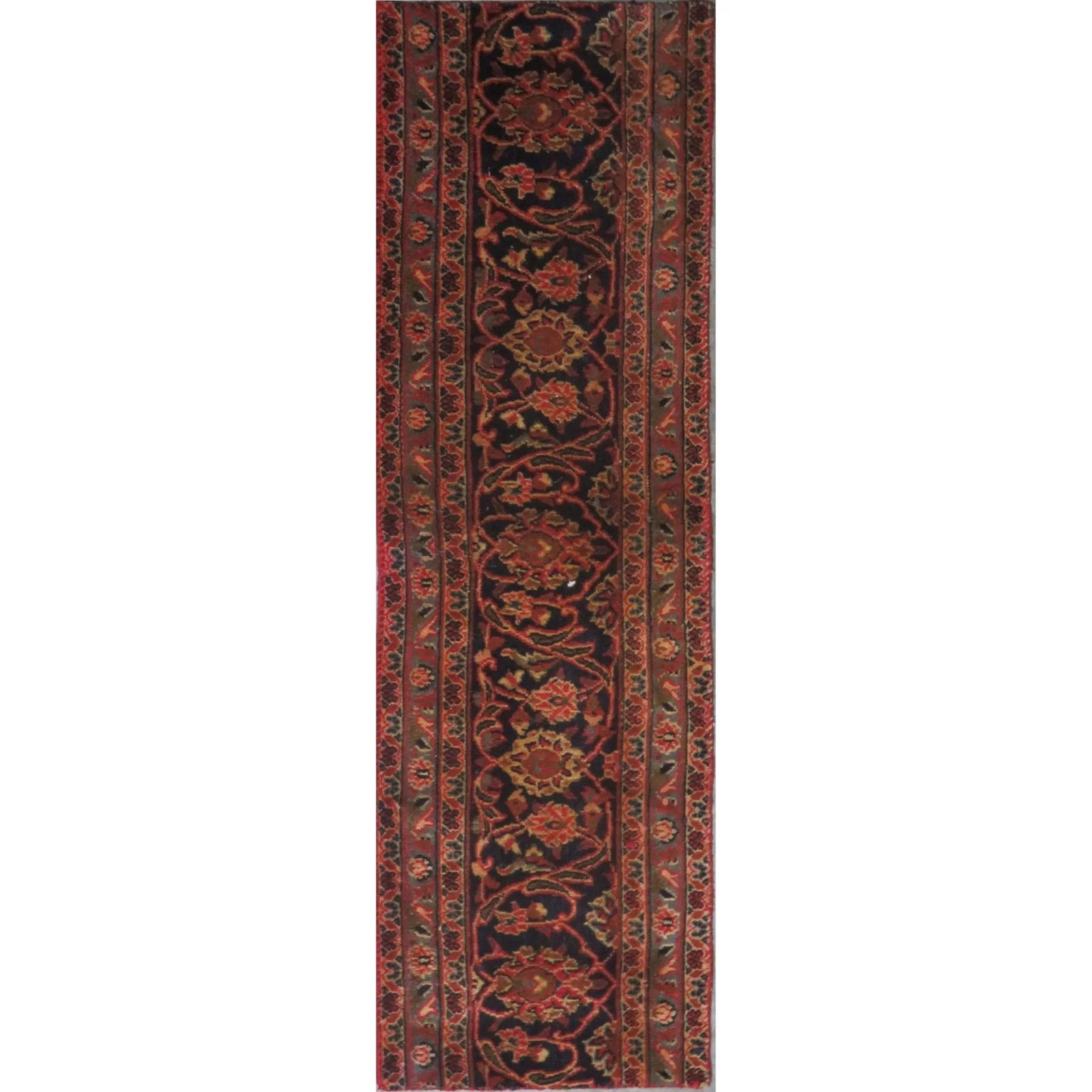 One Of The Kind Hand-Knotted Persian Wool Rug _ Luxurious Vintage Design, 4'7" x 1'0", Artisan: Hand-Knotted Persian Wool Rug _ Luxurious Vintage Design, 4'7" x 1'0", Artisan Crafted, Authentic hand-knotted traditional antique vintage Persian rugs, in excellent vintage condition with over 60 yea