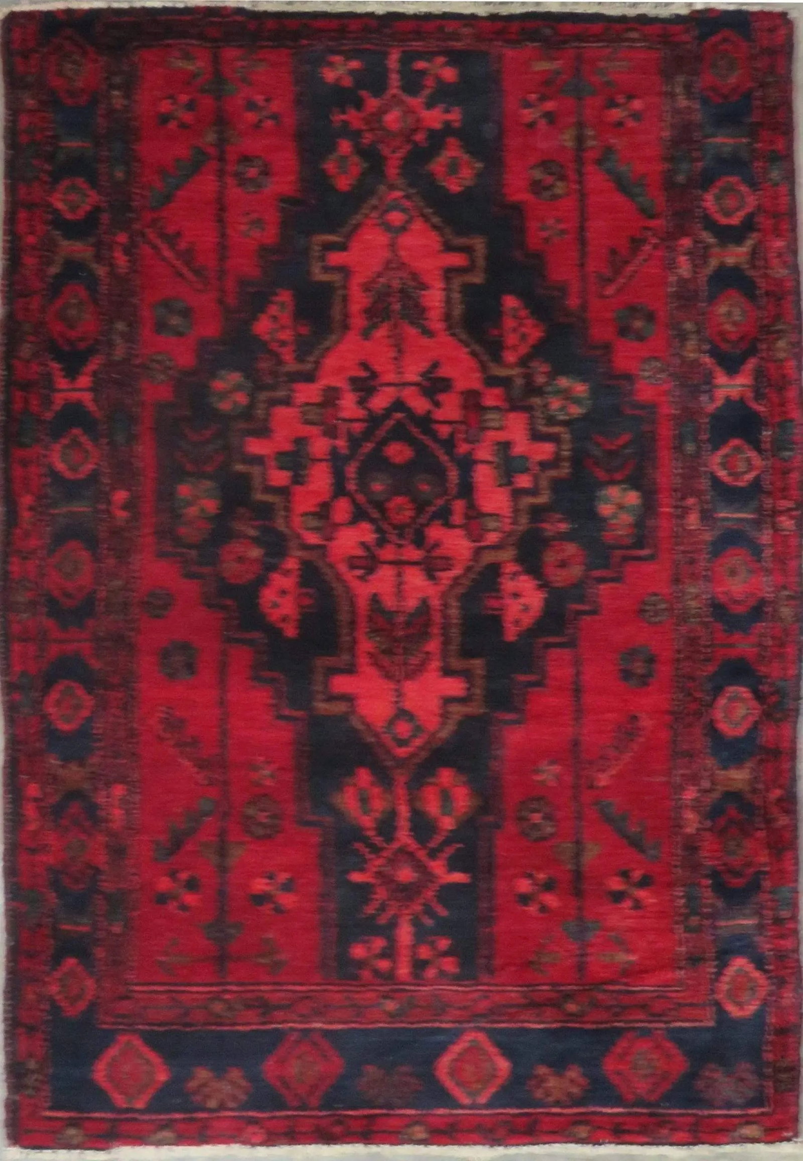 One Of The Kind Hand-Knotted Persian Wool Rug _ Luxurious Vintage Design, 4'9" x 3'3", Artisan: Hand-Knotted Persian Wool Rug _ Luxurious Vintage Design, 4'9" x 3'3", Artisan Crafted, Authentic hand-knotted traditional antique vintage Persian rugs, in excellent vintage condition with over 60 yea