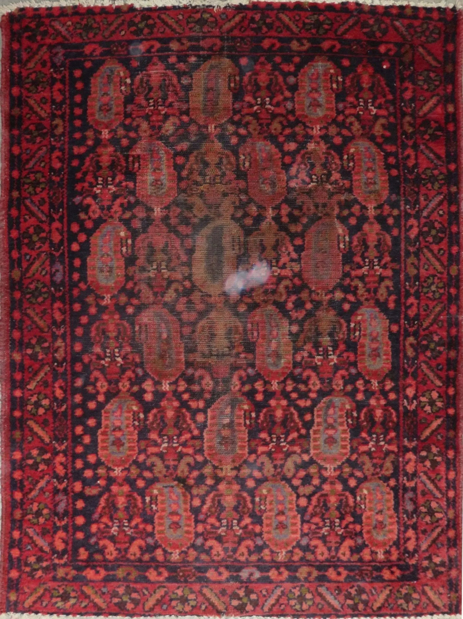 One Of The Kind Hand-Knotted Persian Wool Rug _ Luxurious Vintage Design, 4'7" x 3'6", Artisan: Hand-Knotted Persian Wool Rug _ Luxurious Vintage Design, 4'7" x 3'6", Artisan Crafted, Authentic hand-knotted traditional antique vintage Persian rugs, in excellent vintage condition with over 60 yea