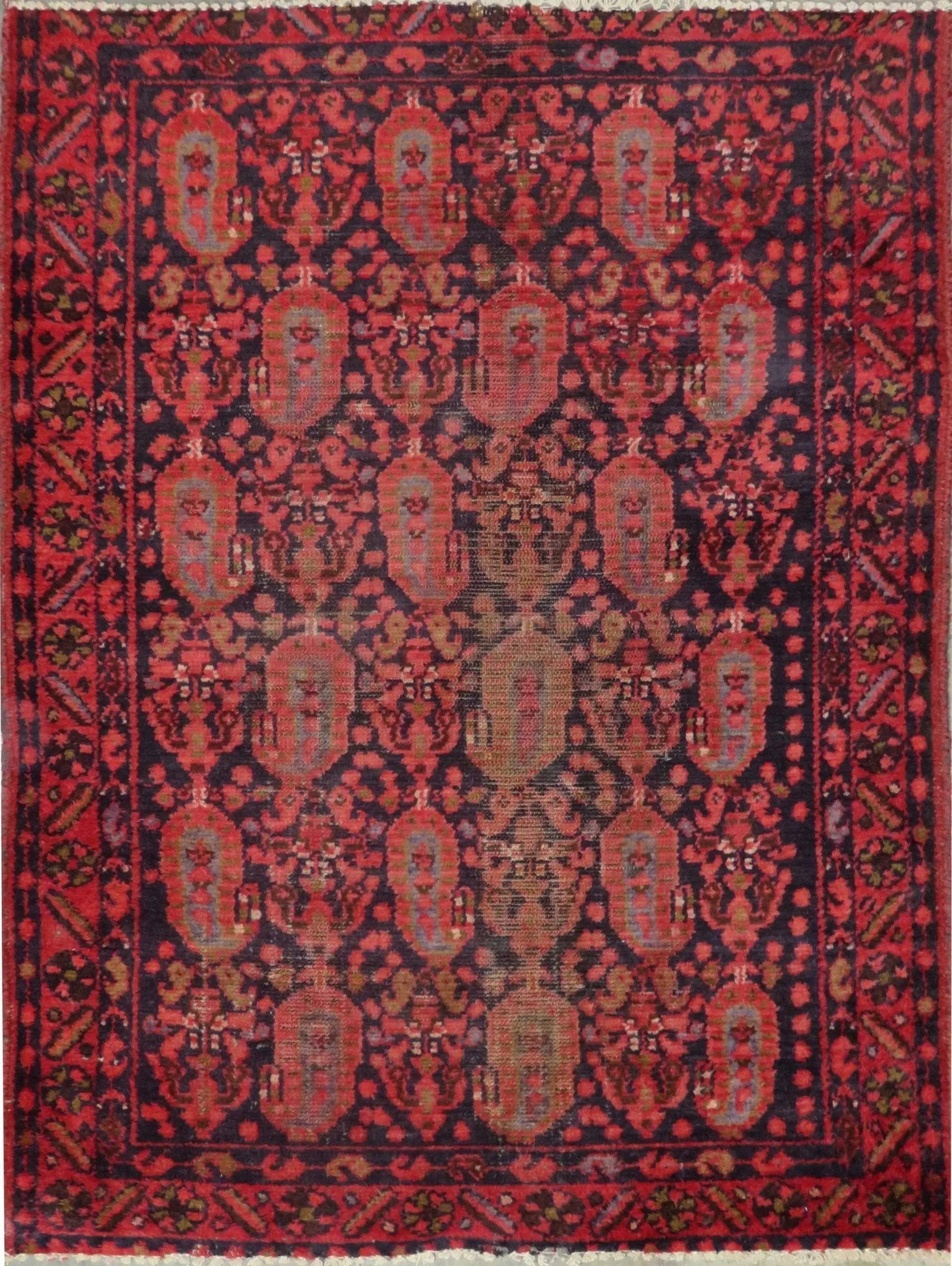 One Of The Kind Hand-Knotted Persian Wool Rug _ Luxurious Vintage Design, 4'5" x 3'8", Artisan: Hand-Knotted Persian Wool Rug _ Luxurious Vintage Design, 4'5" x 3'8", Artisan Crafted, Authentic hand-knotted traditional antique vintage Persian rugs, in excellent vintage condition with over 60 yea