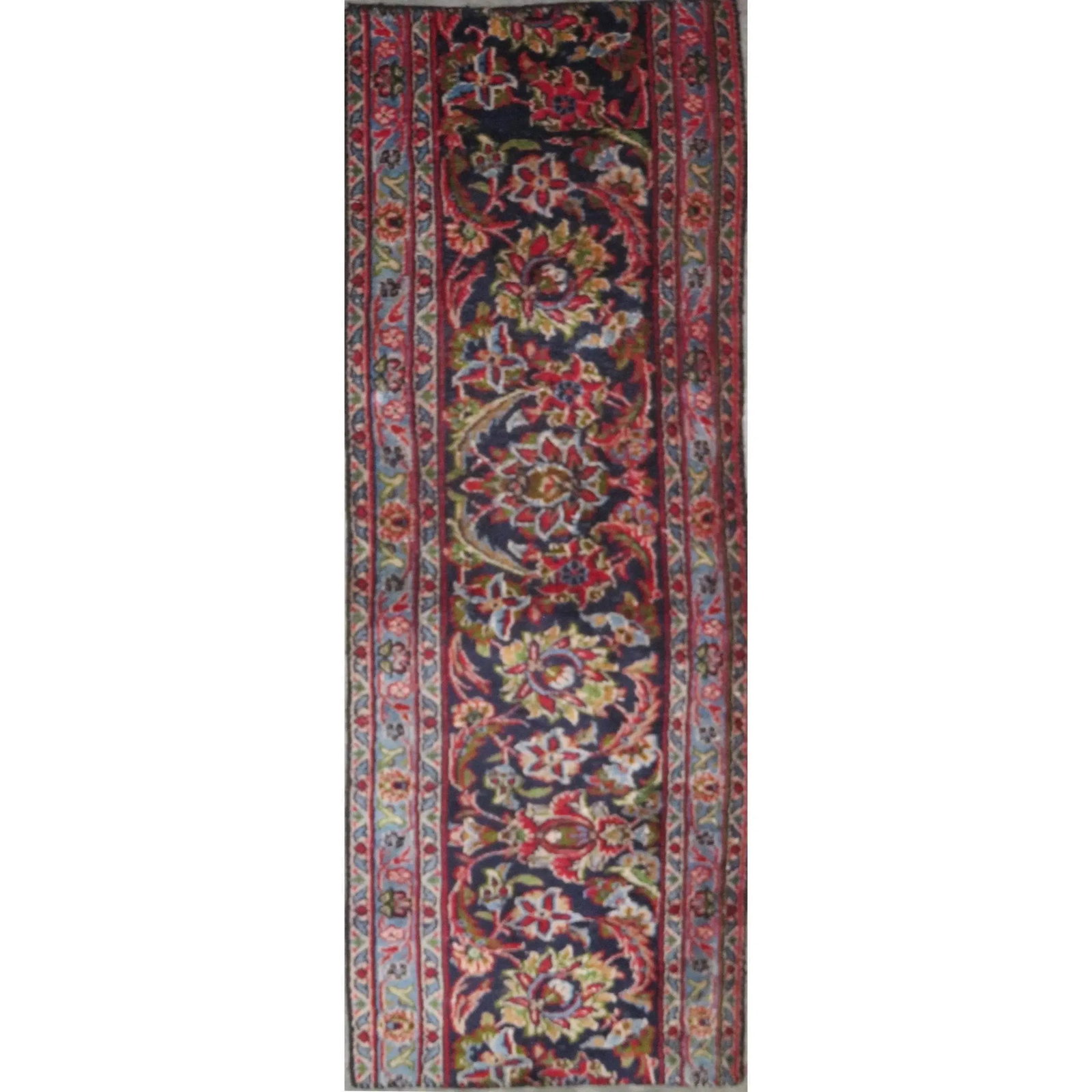 One Of The Kind Hand-Knotted Persian Wool Rug _ Luxurious Vintage Design, 4'0" x 1'0", Artisan: Hand-Knotted Persian Wool Rug _ Luxurious Vintage Design, 4'0" x 1'0", Artisan Crafted, Authentic hand-knotted traditional antique vintage Persian rugs, in excellent vintage condition with over 60 yea