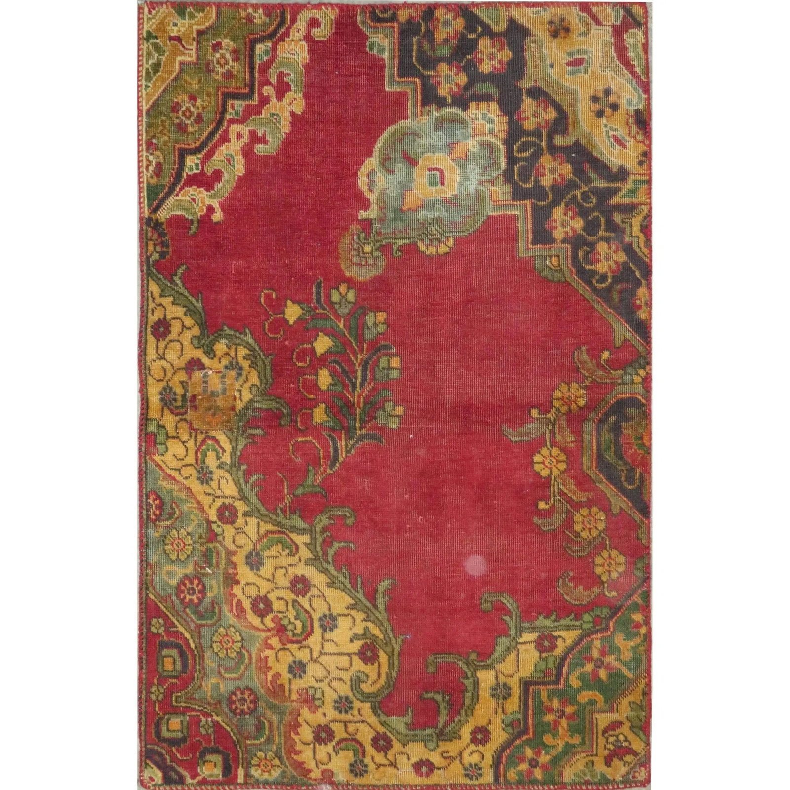 One Of The Kind Hand-Knotted Persian Wool Rug _ Luxurious Vintage Design, 4'0 x 3'0", Artisan: Hand-Knotted Persian Wool Rug _ Luxurious Vintage Design, 4'0 x 3'0", Artisan Crafted, Authentic hand-knotted traditional antique vintage Persian rugs, in excellent vintage condition with over 60 year