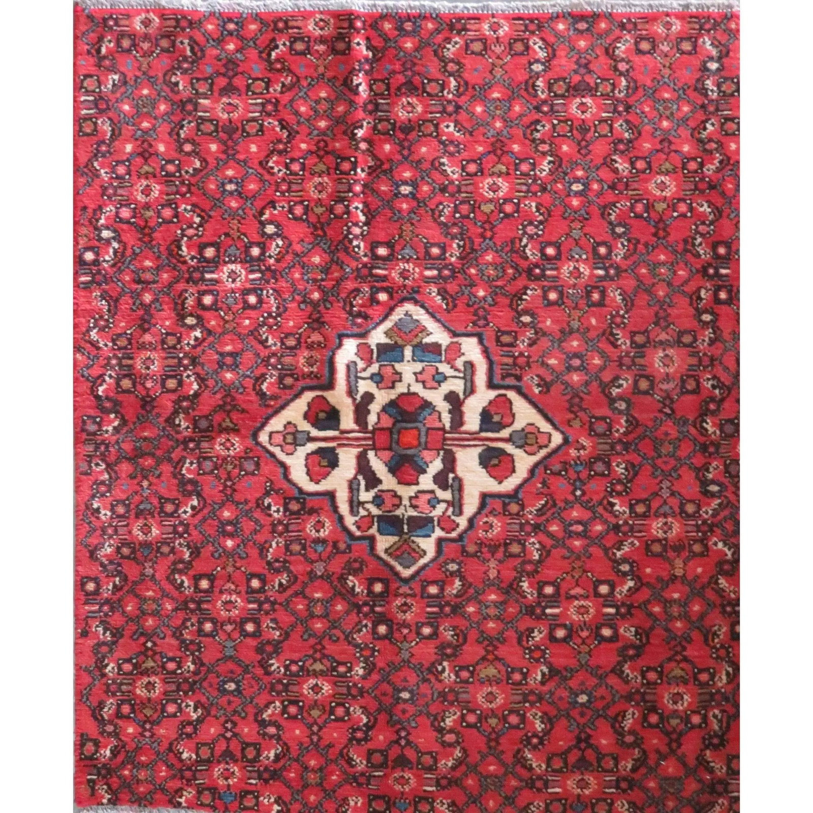 One Of The Kind Hand-Knotted Persian Wool Rug _ Luxurious Vintage Design, 3'9" x 3'3", Artisan: Hand-Knotted Persian Wool Rug _ Luxurious Vintage Design, 3'9" x 3'3", Artisan Crafted, Authentic hand-knotted traditional antique vintage Persian rugs, in excellent vintage condition with over 60 yea