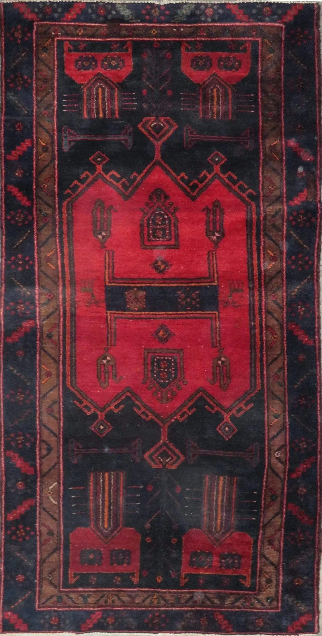 One Of The Kind Hand-Knotted Persian Wool Rug _ Luxurious Vintage Design, 18'7" x 2'10", Artisan: Hand-Knotted Persian Wool Rug _ Luxurious Vintage Design, 18'7" x 2'10", Artisan Crafted, Authentic hand-knotted traditional antique vintage Persian rugs, in excellent vintage condition with over 60 y
