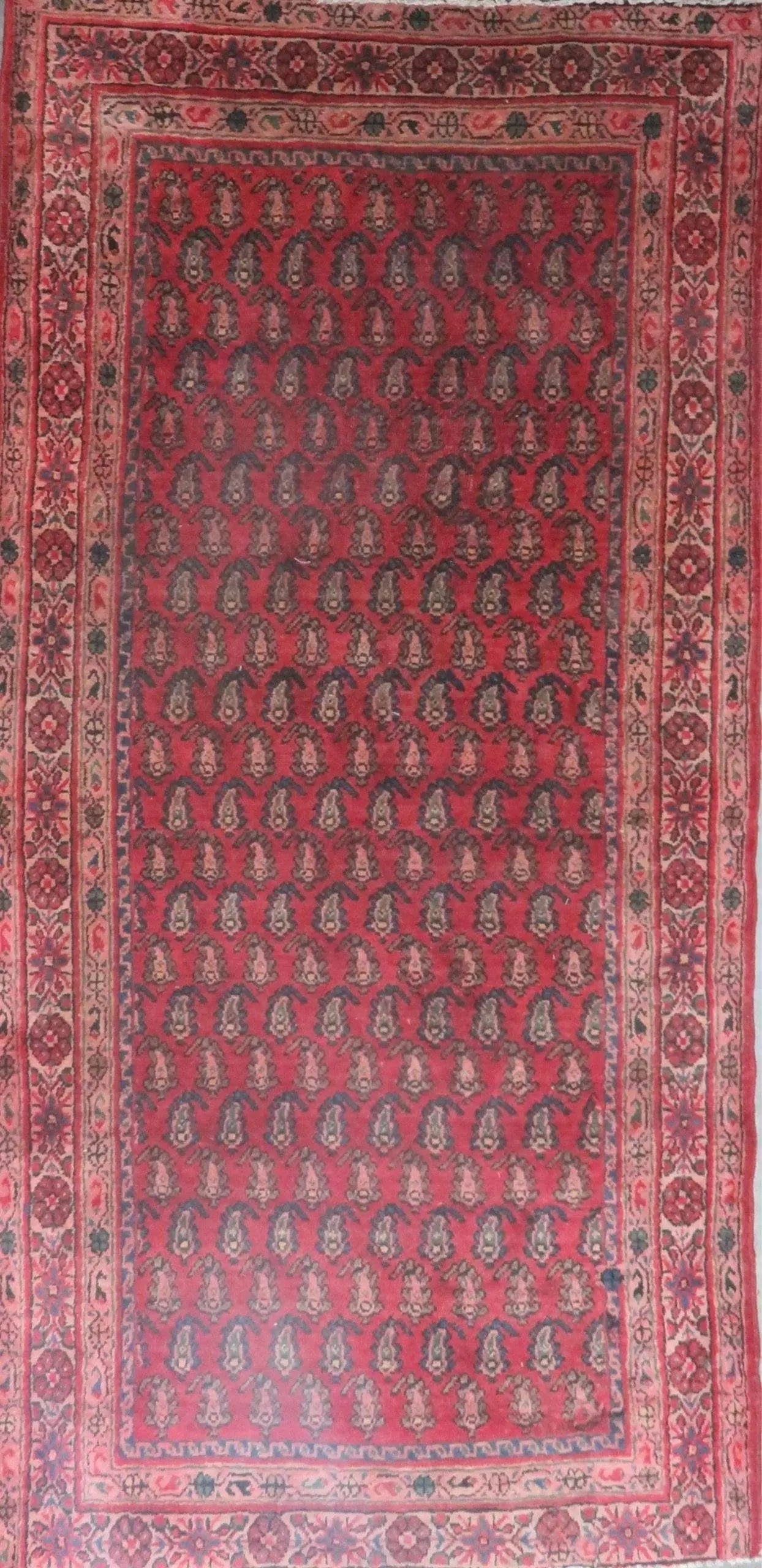 One Of The Kind Hand-Knotted Persian Wool Rug _ Luxurious Vintage Design, 17'2" x 3'5", Artisan: Hand-Knotted Persian Wool Rug _ Luxurious Vintage Design, 17'2" x 3'5", Artisan Crafted, Authentic hand-knotted traditional antique vintage Persian rugs, in excellent vintage condition with over 60 ye