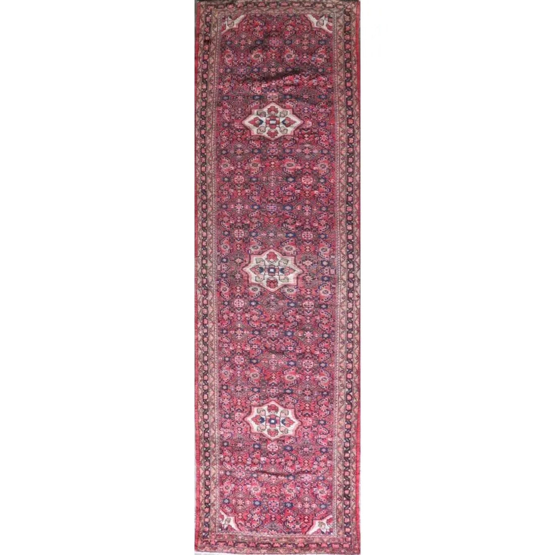 One Of The Kind Hand-Knotted Persian Wool Rug _ Luxurious Vintage Design, 13'1" x 3'3", Artisan: Hand-Knotted Persian Wool Rug _ Luxurious Vintage Design, 13'1" x 3'3", Artisan Crafted, Authentic hand-knotted traditional antique vintage Persian rugs, in excellent vintage condition with over 60 ye
