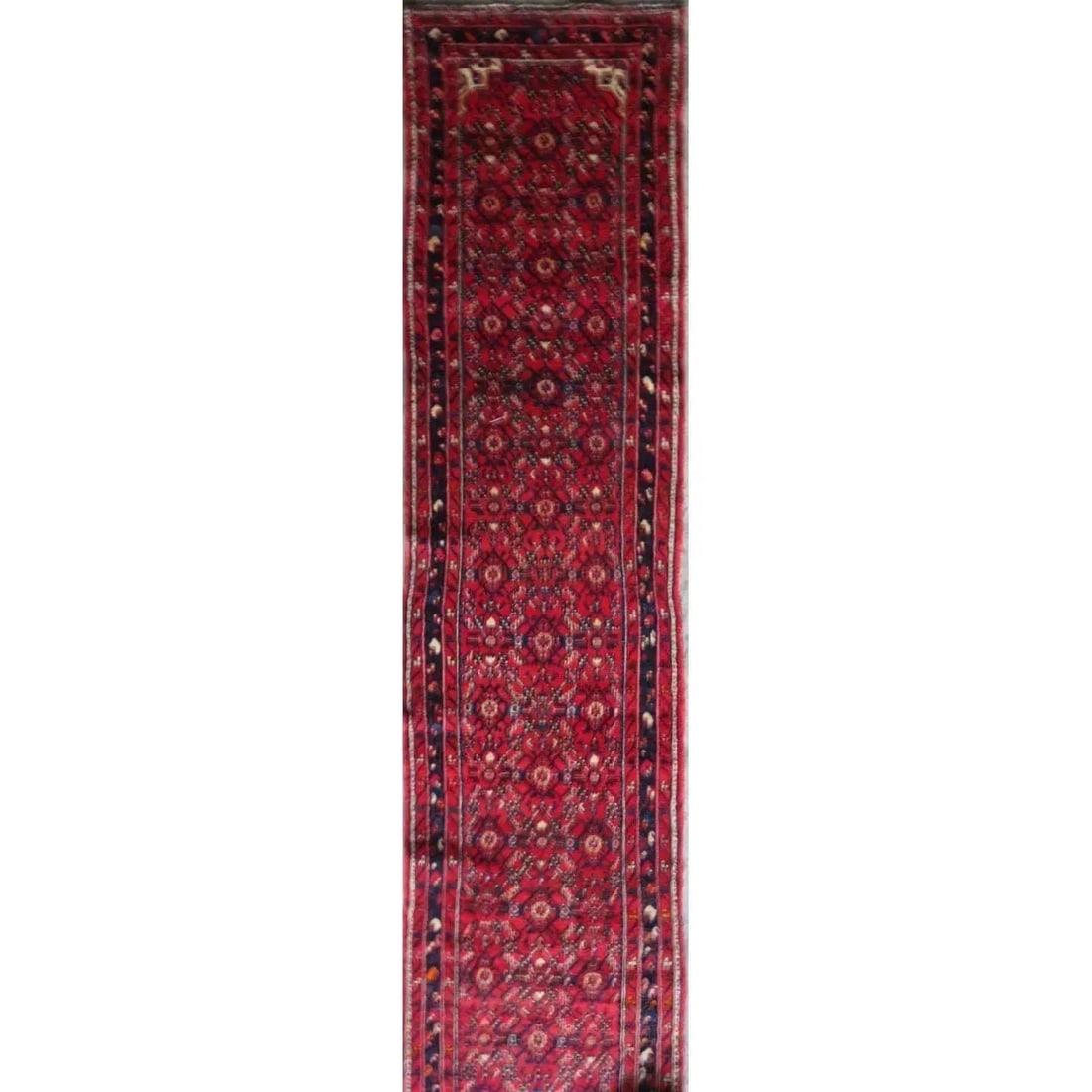 One Of The Kind Hand-Knotted Persian Wool Rug _ Luxurious Vintage Design, 12'8" x 2'10", Artisan: Hand-Knotted Persian Wool Rug _ Luxurious Vintage Design, 12'8" x 2'10", Artisan Crafted, Authentic hand-knotted traditional antique vintage Persian rugs, in excellent vintage condition with over 60 y