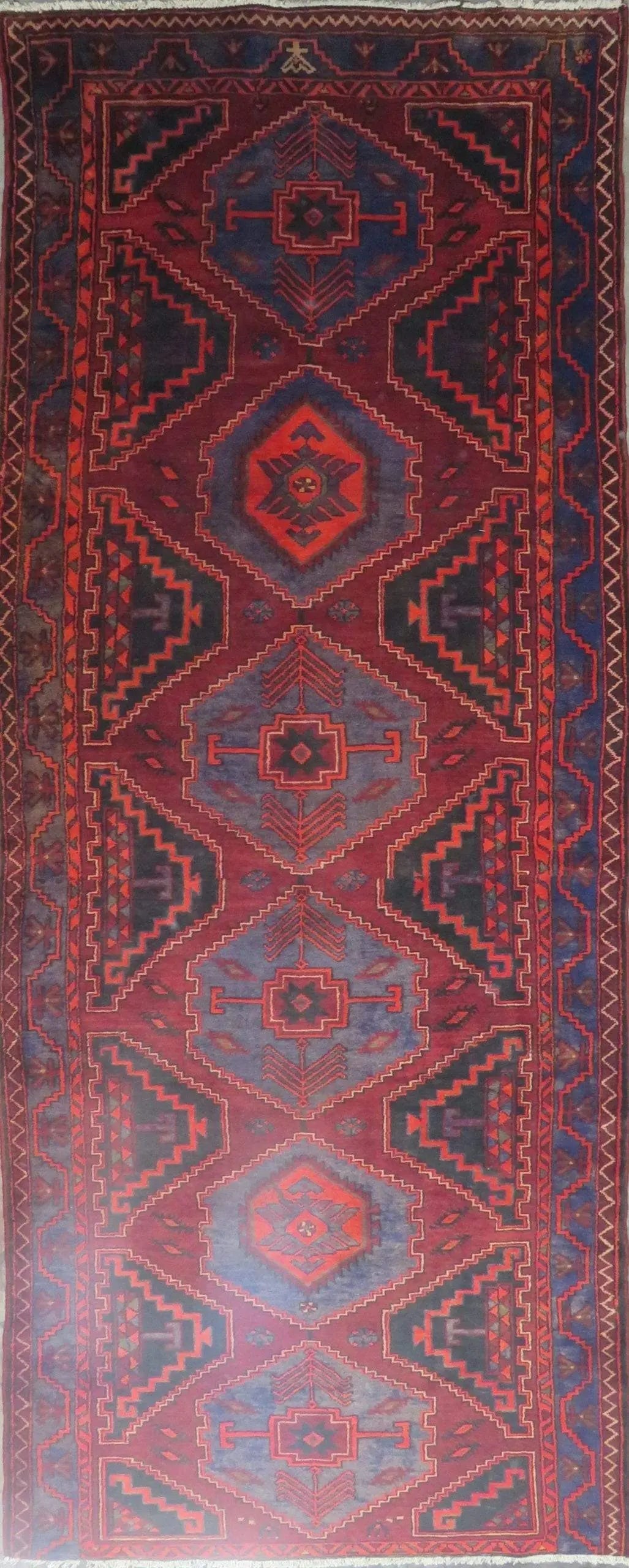 One Of The Kind Hand-Knotted Persian Wool Rug _ Luxurious Vintage Design, 12'6" x 4'8", Artisan: Hand-Knotted Persian Wool Rug _ Luxurious Vintage Design, 12'6" x 4'8", Artisan Crafted, Authentic hand-knotted traditional antique vintage Persian rugs, in excellent vintage condition with over 60 ye