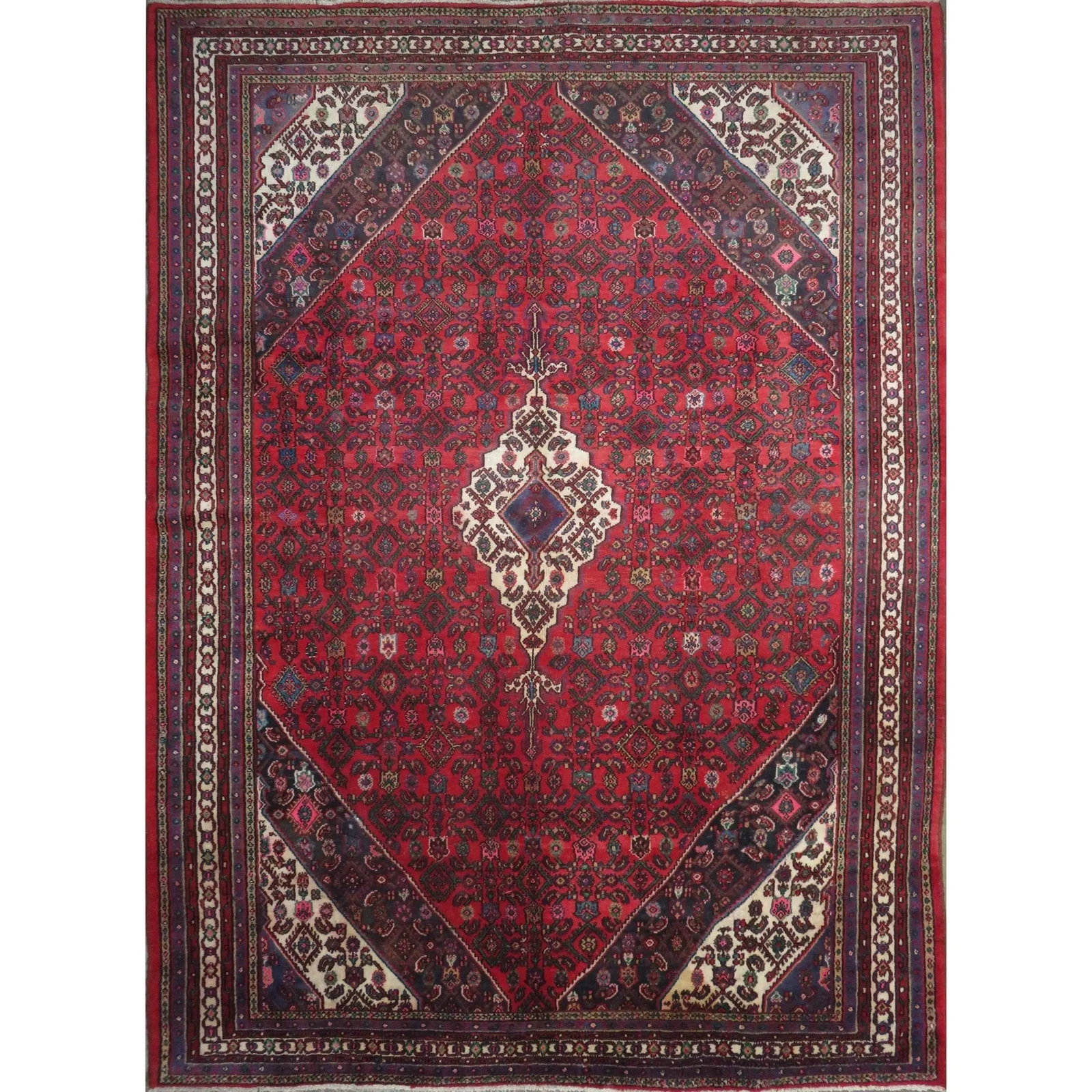 One Of The Kind Hand-Knotted Persian Wool Rug _ Luxurious Vintage Design, 11'9" x 8'3", Artisan (1 of 1)