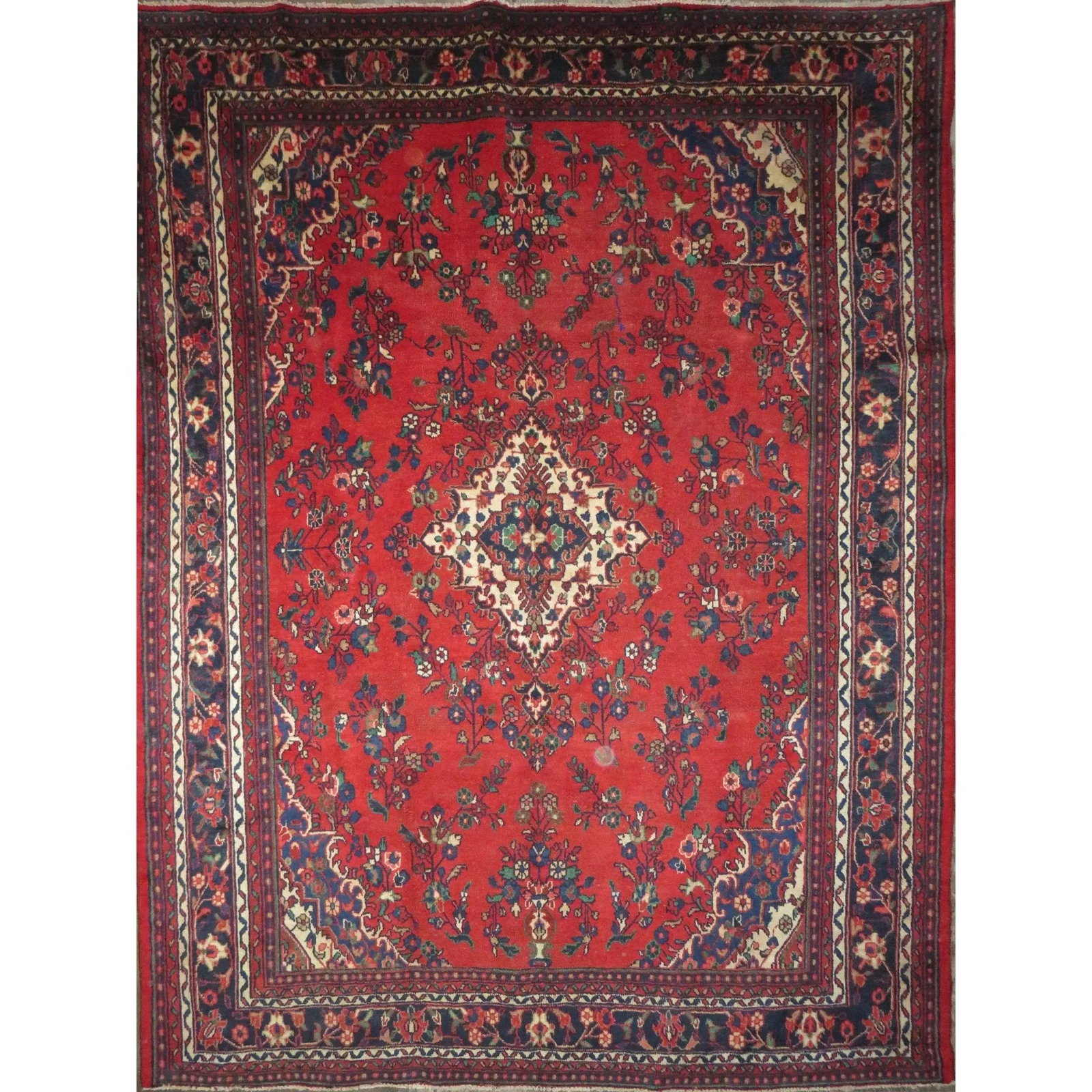 One Of The Kind Hand-Knotted Persian Wool Rug _ Luxurious Vintage Design, 11'5" x 8'6", Artisan: Hand-Knotted Persian Wool Rug _ Luxurious Vintage Design, 11'5" x 8'6", Artisan Crafted, Authentic hand-knotted traditional antique vintage Persian rugs, in excellent vintage condition with over 60 ye