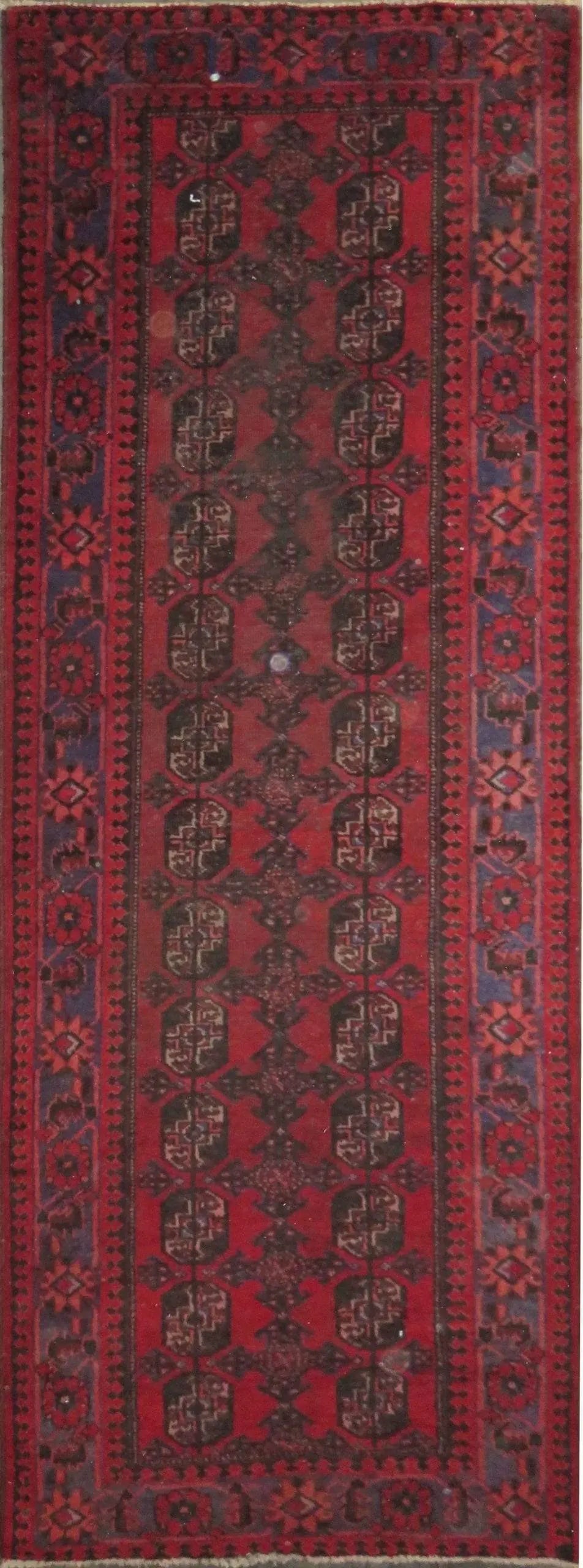 One Of The Kind Hand-Knotted Persian Wool Rug _ Luxurious Vintage Design, 10'9" x 3'10", Artisan: Hand-Knotted Persian Wool Rug _ Luxurious Vintage Design, 10'9" x 3'10", Artisan Crafted, Authentic hand-knotted traditional antique vintage Persian rugs, in excellent vintage condition with over 60 y
