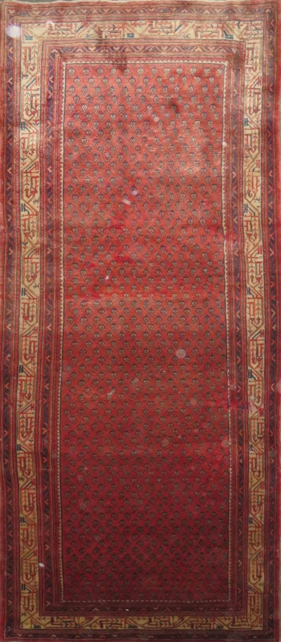 One Of The Kind Hand-Knotted Persian Wool Rug _ Luxurious Vintage Design, 10'8" x 4'3", Artisan: Hand-Knotted Persian Wool Rug _ Luxurious Vintage Design, 10'8" x 4'3", Artisan Crafted, Authentic hand-knotted traditional antique vintage Persian rugs, in excellent vintage condition with over 60 ye