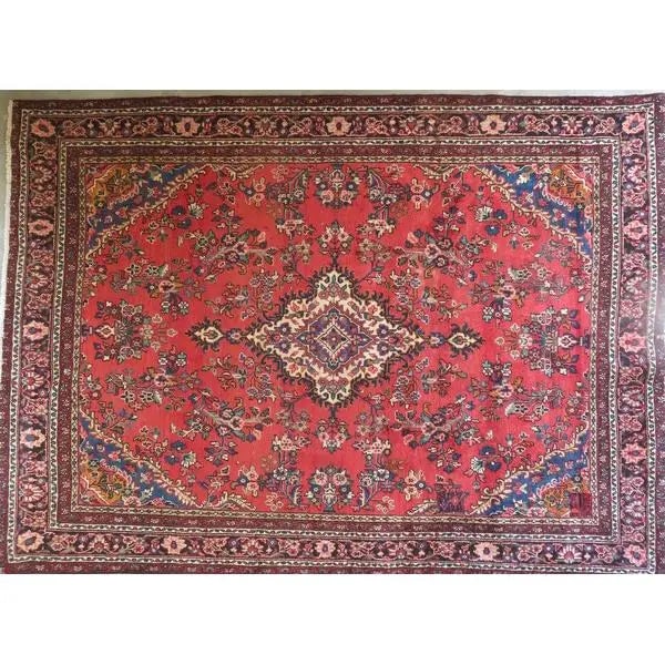 One Of The Kind Hand-Knotted Persian Wool Rug _ Luxurious Vintage Design, 10'6" x 7'5", Artisan: Hand-Knotted Persian Wool Rug _ Luxurious Vintage Design, 10'6" x 7'5", Artisan Crafted, Authentic hand-knotted traditional antique vintage Persian rugs, in excellent vintage condition with over 60 ye