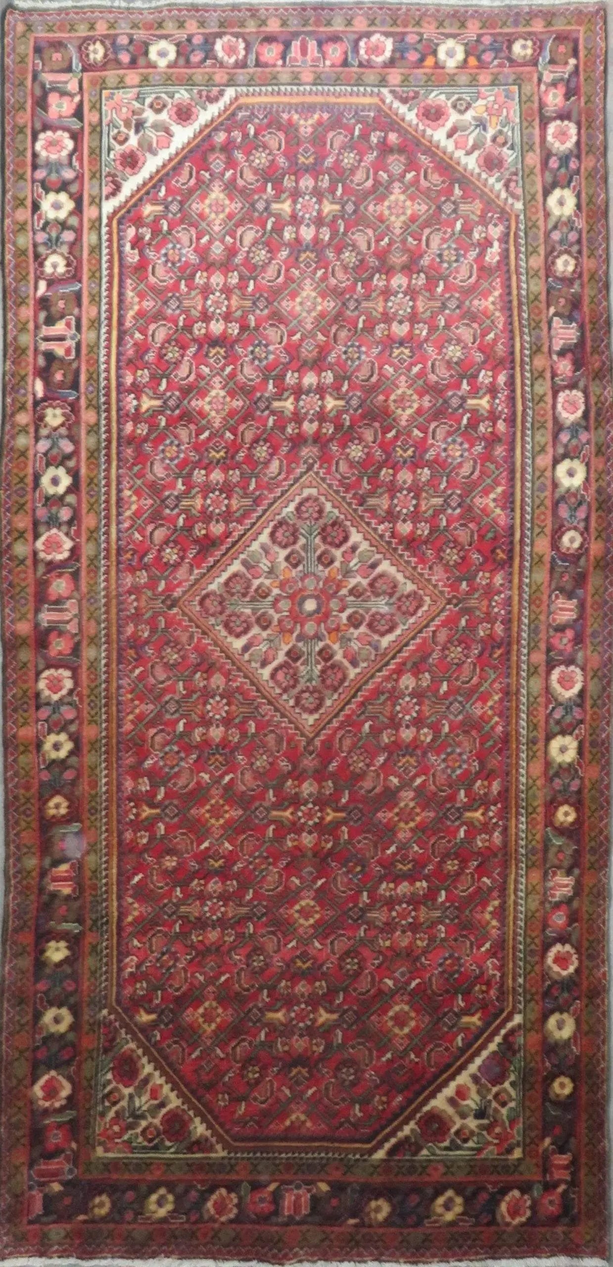 One Of The Kind Hand-Knotted Persian Wool Rug _ Luxurious Vintage Design, 10'5" x 5'2", Artisan: Hand-Knotted Persian Wool Rug _ Luxurious Vintage Design, 10'5" x 5'2", Artisan Crafted, Authentic hand-knotted traditional antique vintage Persian rugs, in excellent vintage condition with over 60 ye