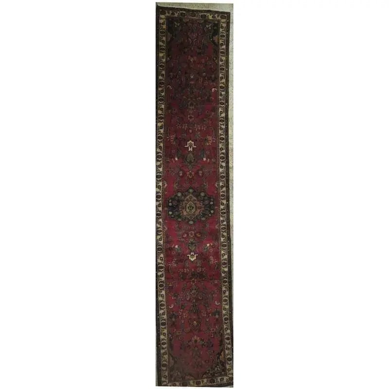 One Of The Kind Hand-Knotted Persian Wool Rug _ Luxurious Vintage Design, 10'5" x 2'6", Artisan: Hand-Knotted Persian Wool Rug _ Luxurious Vintage Design, 10'5" x 2'6", Artisan Crafted, Authentic hand-knotted traditional antique vintage Persian rugs, in excellent vintage condition with over 60 ye