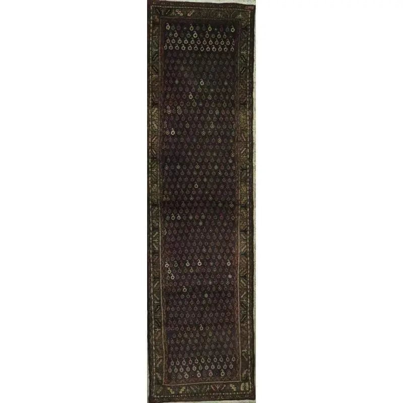 One Of The Kind Hand-Knotted Persian Wool Rug _ Luxurious Vintage Design, 10'5" x 2'6", Artisan: Hand-Knotted Persian Wool Rug _ Luxurious Vintage Design, 10'5" x 2'6", Artisan Crafted, Authentic hand-knotted traditional antique vintage Persian rugs, in excellent vintage condition with over 60 ye