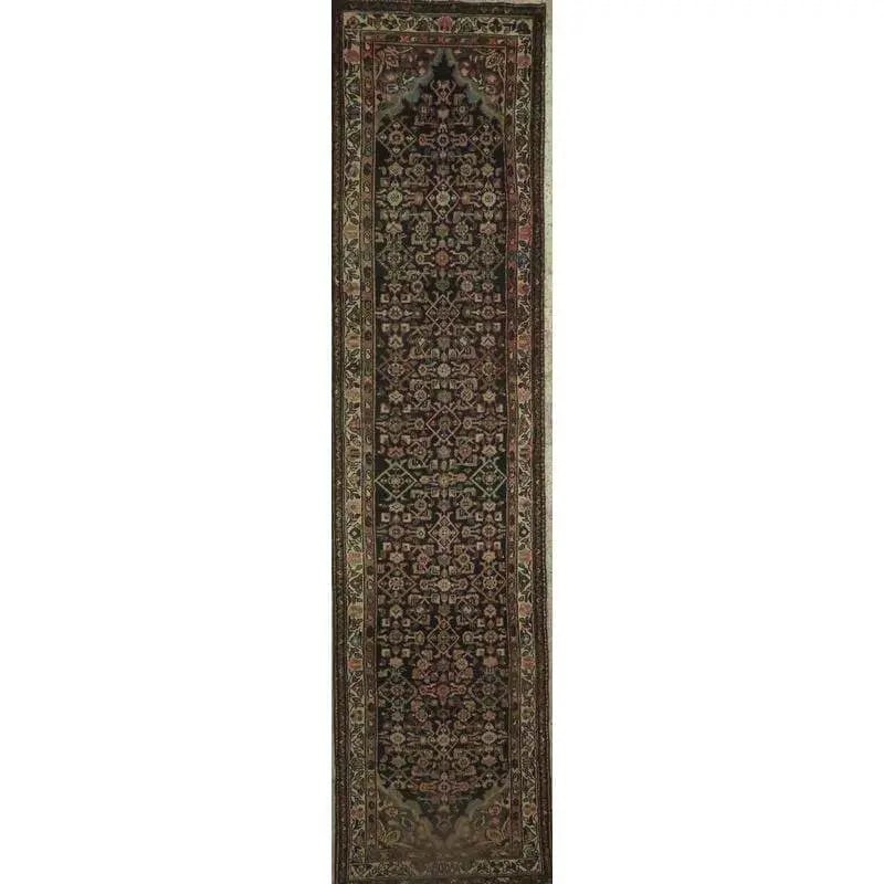 One Of The Kind Hand-Knotted Persian Wool Rug _ Luxurious Vintage Design, 10'5" x 2'6", Artisan: Hand-Knotted Persian Wool Rug _ Luxurious Vintage Design, 10'5" x 2'6", Artisan Crafted, Authentic hand-knotted traditional antique vintage Persian rugs, in excellent vintage condition with over 60 ye
