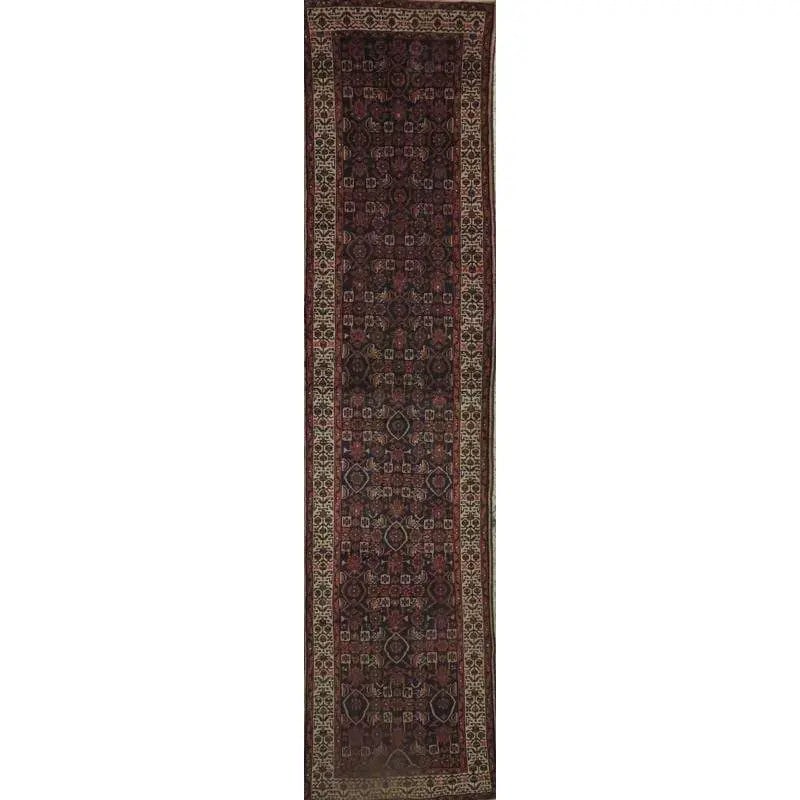 One Of The Kind Hand-Knotted Persian Wool Rug _ Luxurious Vintage Design, 10'5" x 2'6", Artisan: Hand-Knotted Persian Wool Rug _ Luxurious Vintage Design, 10'5" x 2'6", Artisan Crafted, Authentic hand-knotted traditional antique vintage Persian rugs, in excellent vintage condition with over 60 ye
