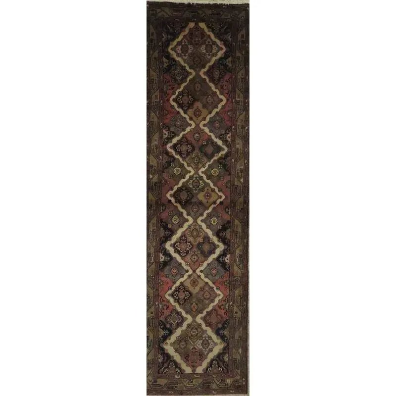 One Of The Kind Hand-Knotted Persian Wool Rug _ Luxurious Vintage Design, 10'5" x 2'6", Artisan: Hand-Knotted Persian Wool Rug _ Luxurious Vintage Design, 10'5" x 2'6", Artisan Crafted, Authentic hand-knotted traditional antique vintage Persian rugs, in excellent vintage condition with over 60 ye