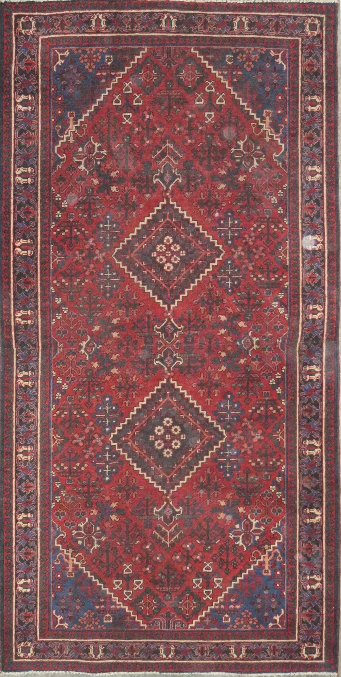 One Of The Kind Hand-Knotted Persian Wool Rug _ Luxurious Vintage Design, 10'4" x 3'7", Artisan: Hand-Knotted Persian Wool Rug _ Luxurious Vintage Design, 10'4" x 3'7", Artisan Crafted, Authentic hand-knotted traditional antique vintage Persian rugs, in excellent vintage condition with over 60 ye