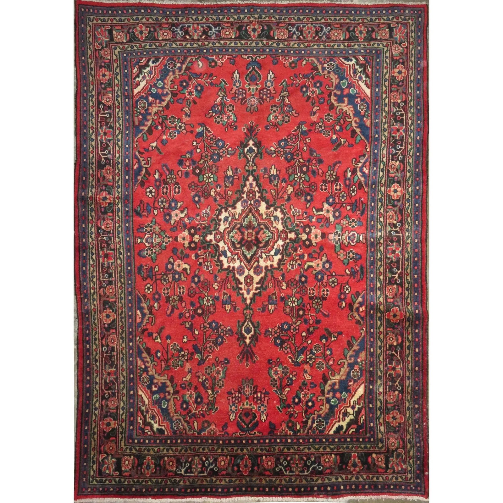 One Of The Kind Hand-Knotted Persian Wool Rug _ Luxurious Vintage Design, 10'2" x 6'7", Artisan: Hand-Knotted Persian Wool Rug _ Luxurious Vintage Design, 10'2" x 6'7", Artisan Crafted, Authentic hand-knotted traditional antique vintage Persian rugs, in excellent vintage condition with over 60 ye