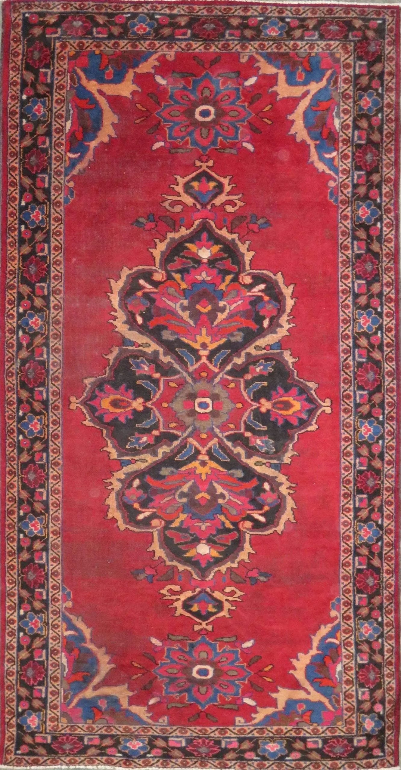 One Of The Kind Hand-Knotted Persian Wool Rug _ Luxurious Vintage Design, 10'2" x 5'1", Artisan: Hand-Knotted Persian Wool Rug _ Luxurious Vintage Design, 10'2" x 5'1", Artisan Crafted, Authentic hand-knotted traditional antique vintage Persian rugs, in excellent vintage condition with over 60 ye