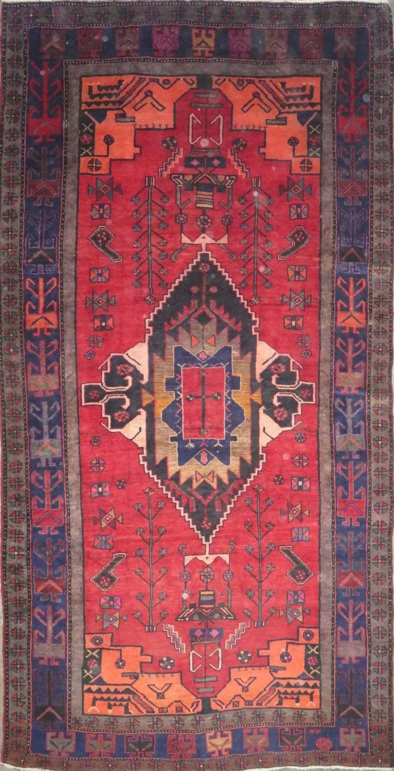 One Of The Kind Hand-Knotted Persian Wool Rug _ Luxurious Vintage Design, 10'1" x 5'3", Artisan: Hand-Knotted Persian Wool Rug _ Luxurious Vintage Design, 10'1" x 5'3", Artisan Crafted, Authentic hand-knotted traditional antique vintage Persian rugs, in excellent vintage condition with over 60 ye