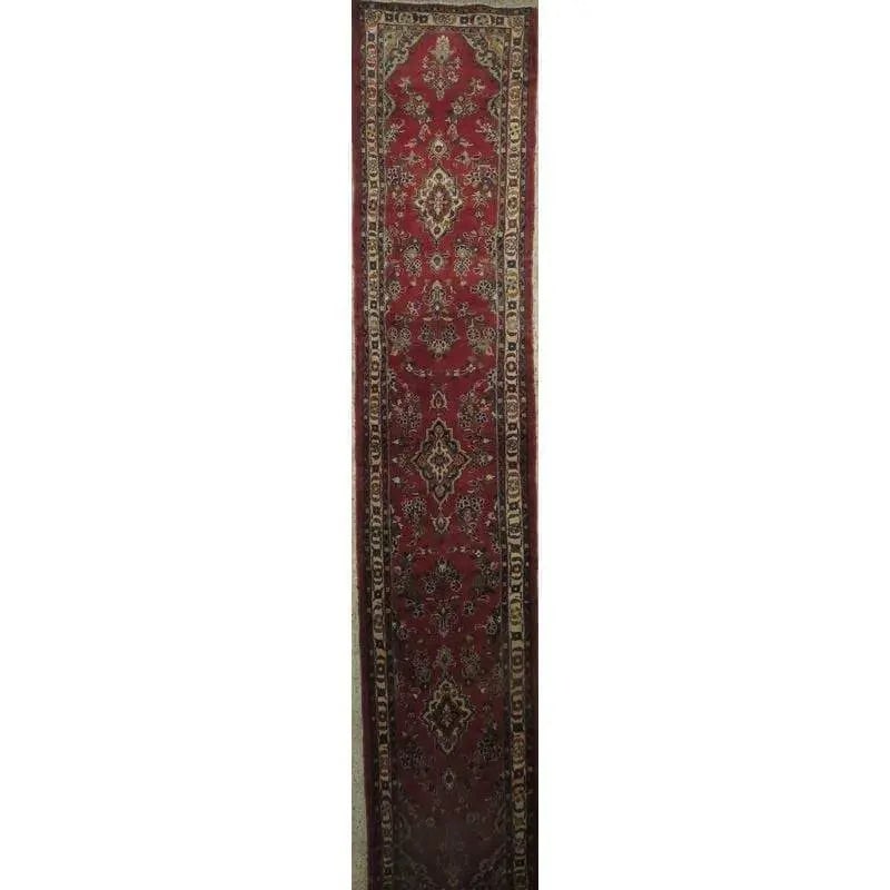 One Of The Kind Hand-Knotted Persian Wool Rug _ Luxurious Vintage Design, 10'1" x 2'4", Artisan: Hand-Knotted Persian Wool Rug _ Luxurious Vintage Design, 10'1" x 2'4", Artisan Crafted, Authentic hand-knotted traditional antique vintage Persian rugs, in excellent vintage condition with over 60 ye