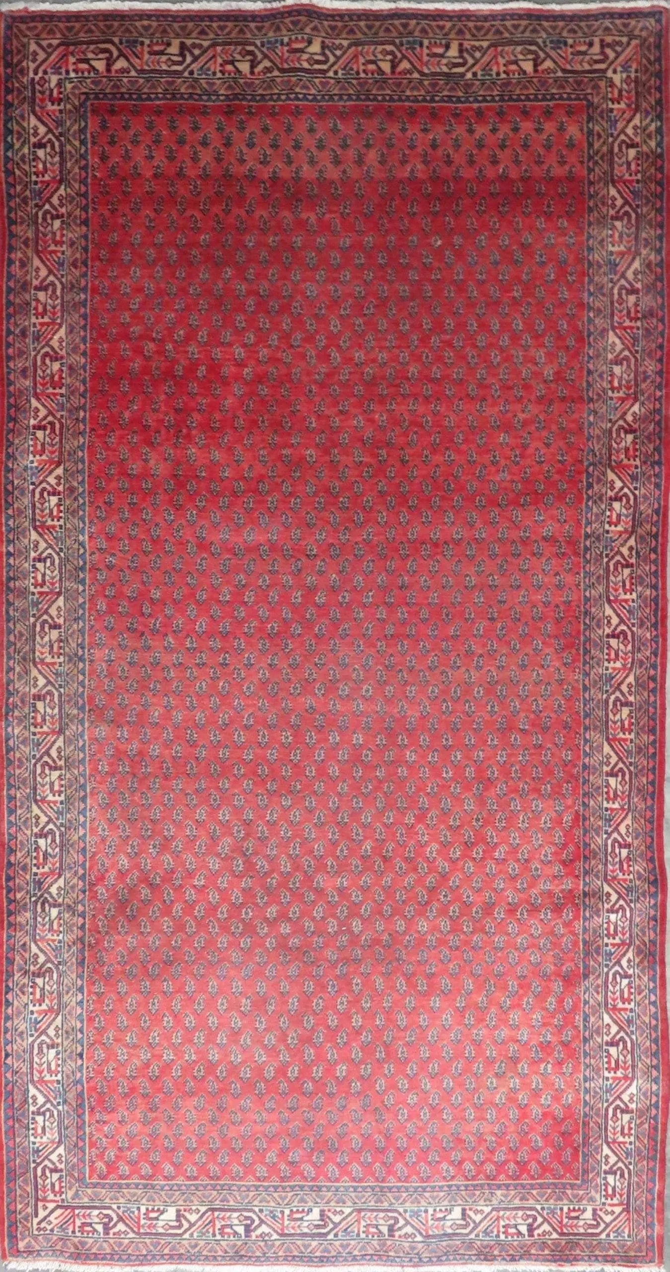 One Of The Kind Hand-Knotted Persian Wool Rug _ Luxurious Vintage Design, 10'0" x 5'2", Artisan: Hand-Knotted Persian Wool Rug _ Luxurious Vintage Design, 10'0" x 5'2", Artisan Crafted, Authentic hand-knotted traditional antique vintage Persian rugs, in excellent vintage condition with over 60 ye