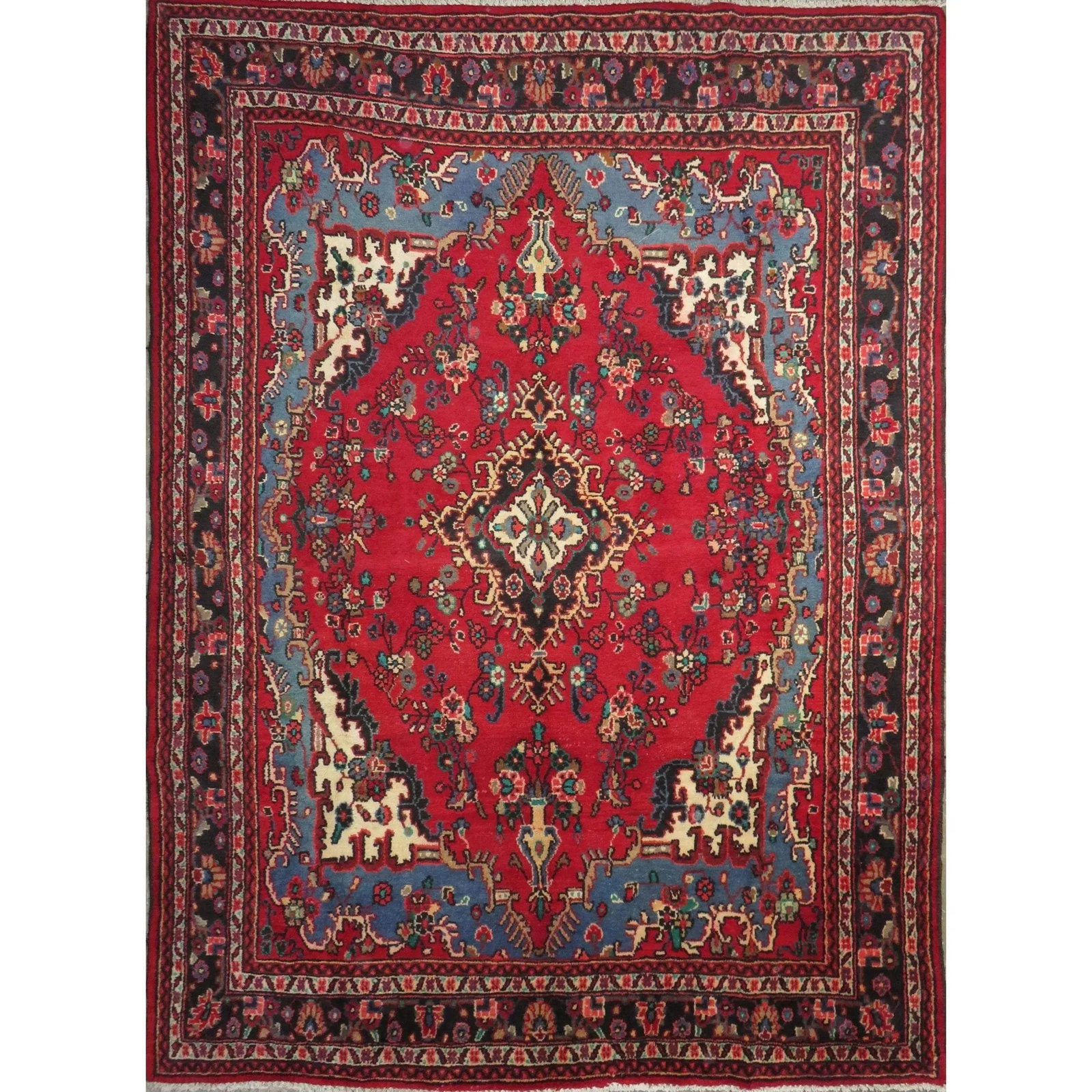 One Of The Kind Hand-Knotted Persian Wool Rug _ Luxurious Vintage Design, 10' x 7'3", Artisan: Hand-Knotted Persian Wool Rug _ Luxurious Vintage Design, 10' x 7'3", Artisan Crafted, Authentic hand-knotted traditional antique vintage Persian rugs, in excellent vintage condition with over 60 year