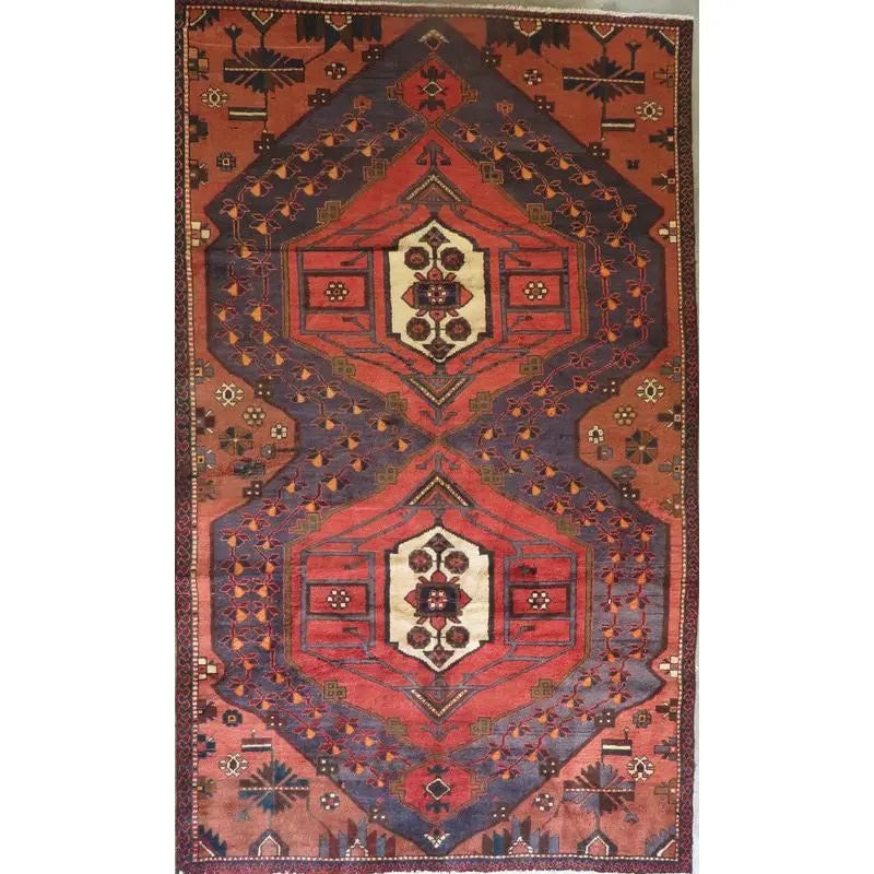 One Of The Kind Hand-Knotted Persian Wool Rug _ Luxurious Vintage Design, 10'6" x 7'5", Artisan: Hand-Knotted Persian Wool Rug _ Luxurious Vintage Design, 10'6" x 7'5", Artisan Crafted, Authentic hand-knotted traditional antique vintage Persian rugs, in excellent vintage condition with over 60 ye