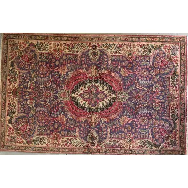 One Of The Kind Hand-Knotted Persian Wool Rug _ Luxurious Vintage Design, 7'10" x 4'11", Artisan: Hand-Knotted Persian Wool Rug _ Luxurious Vintage Design, 7'10" x 4'12", Artisan Crafted, Authentic hand-knotted traditional antique vintage Persian rugs, in excellent vintage condition with over 60 y