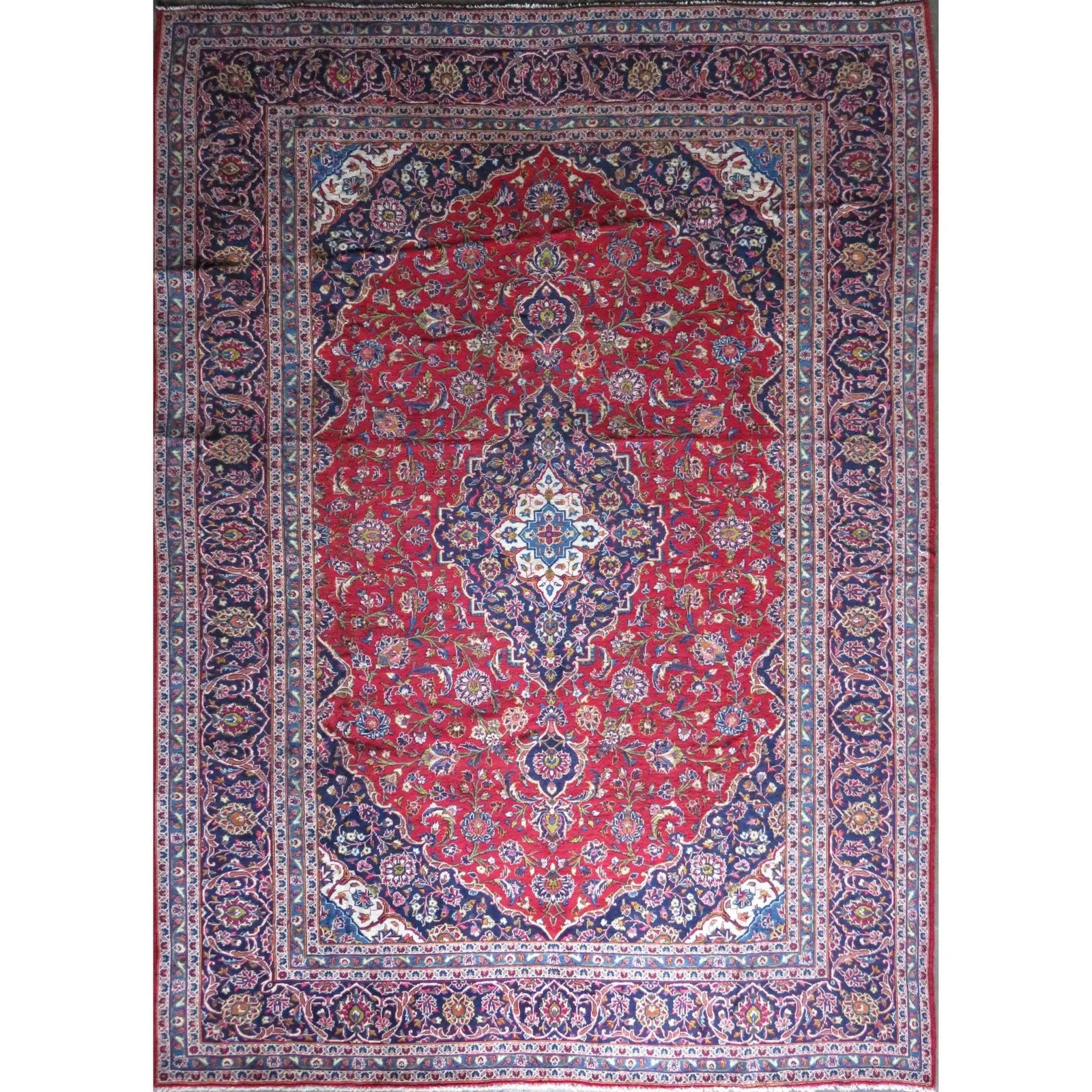 One Of The Kind Hand-Knotted Persian Wool Rug _ Luxurious Vintage Design, 13'0" x 9'4", Artisan: Hand-Knotted Persian Wool Rug _ Luxurious Vintage Design, 13'0" x 9'4", Artisan Crafted, Authentic hand-knotted traditional antique vintage Persian rugs, in excellent vintage condition with over 60 ye
