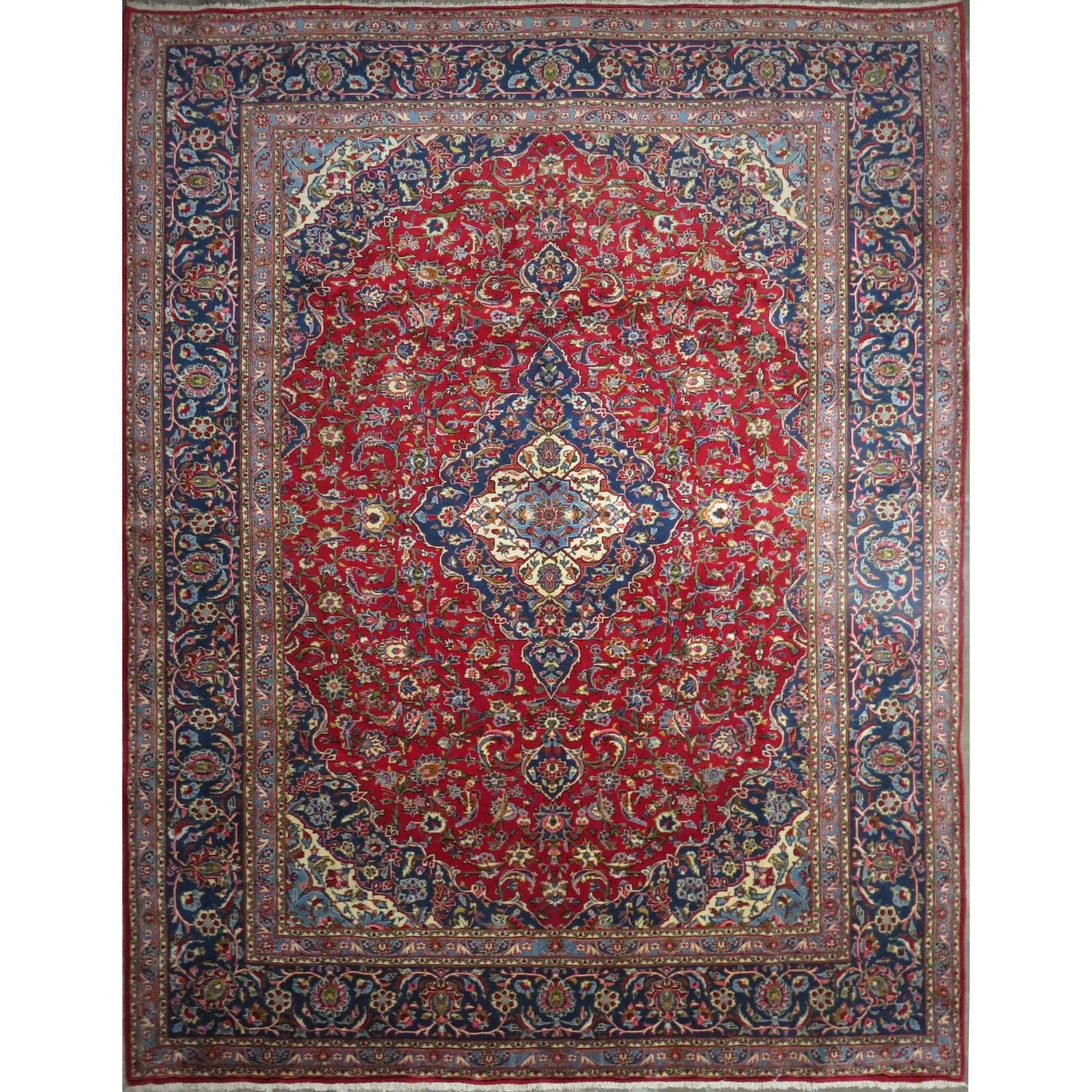 One Of The Kind Hand-Knotted Persian Wool Rug _ Luxurious Vintage Design, 12'6" X 9'8", Artisan: Hand-Knotted Persian Wool Rug _ Luxurious Vintage Design, 12'6" X 9'8", Artisan Crafted, Authentic hand-knotted traditional antique vintage Persian rugs, in excellent vintage condition with over 60 ye