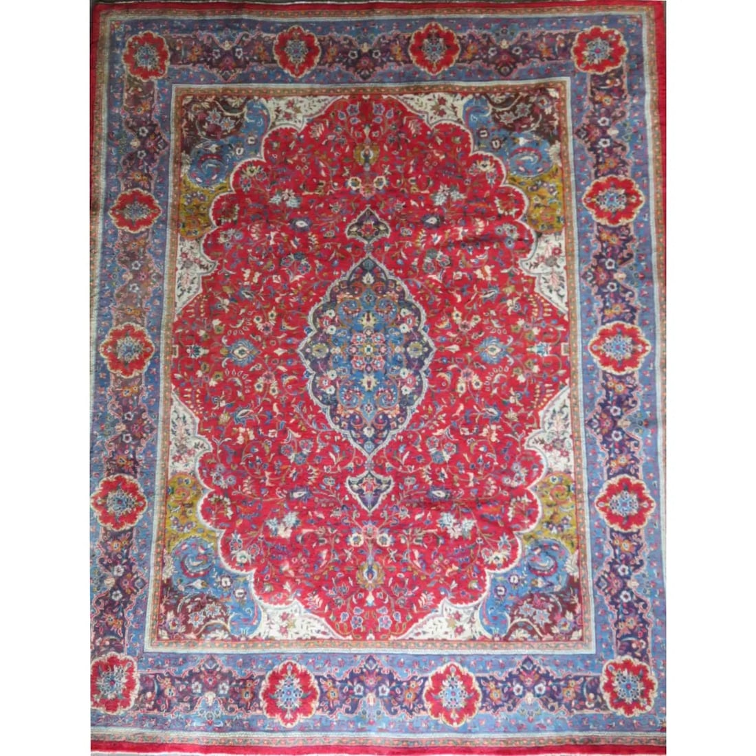 One Of The Kind Hand-Knotted Persian Wool Rug _ Luxurious Vintage Design, 12'5" X 9'9", Artisan (1 of 1)