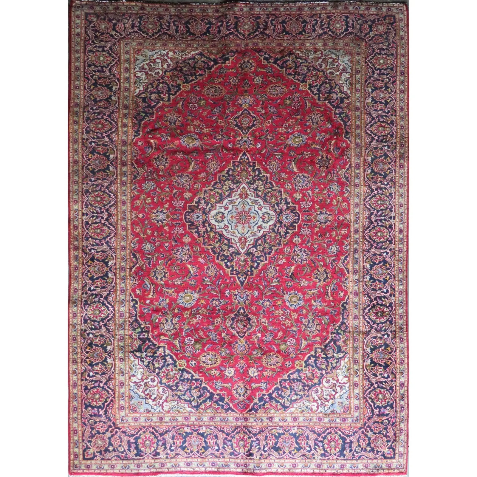 One Of The Kind Hand-Knotted Persian Wool Rug _ Luxurious Vintage Design, 12'1" X 8'7", Artisan: Hand-Knotted Persian Wool Rug _ Luxurious Vintage Design, 12'1" X 8'7", Artisan Crafted, Authentic hand-knotted traditional antique vintage Persian rugs, in excellent vintage condition with over 60 ye