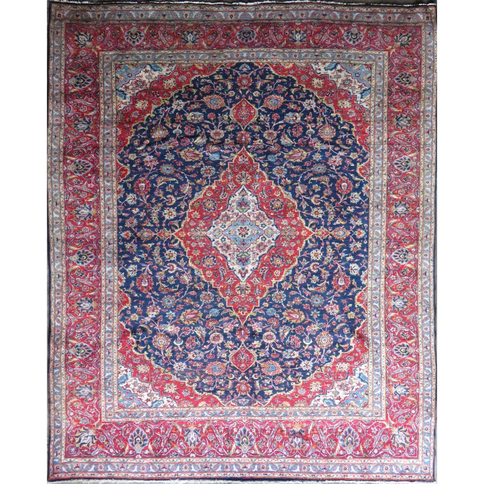 One Of The Kind Hand-Knotted Persian Wool Rug _ Luxurious Vintage Design, 11'6" X 9'5", Artisan: Hand-Knotted Persian Wool Rug _ Luxurious Vintage Design, 11'6" X 9'5", Artisan Crafted, Authentic hand-knotted traditional antique vintage Persian rugs, in excellent vintage condition with over 60 ye