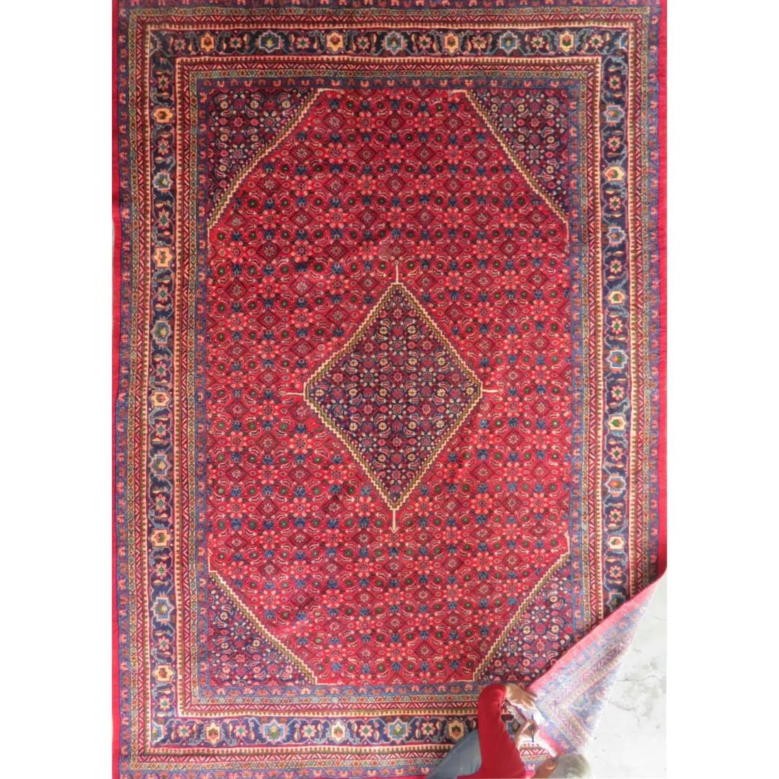 One Of The Kind Hand-Knotted Persian Wool Rug _ Luxurious Vintage Design, 13'0" x 9'1", Artisan: Hand-Knotted Persian Wool Rug _ Luxurious Vintage Design, 13'0" x 9'1", Artisan Crafted, Authentic hand-knotted traditional antique vintage Persian rugs, in excellent vintage condition with over 60 ye
