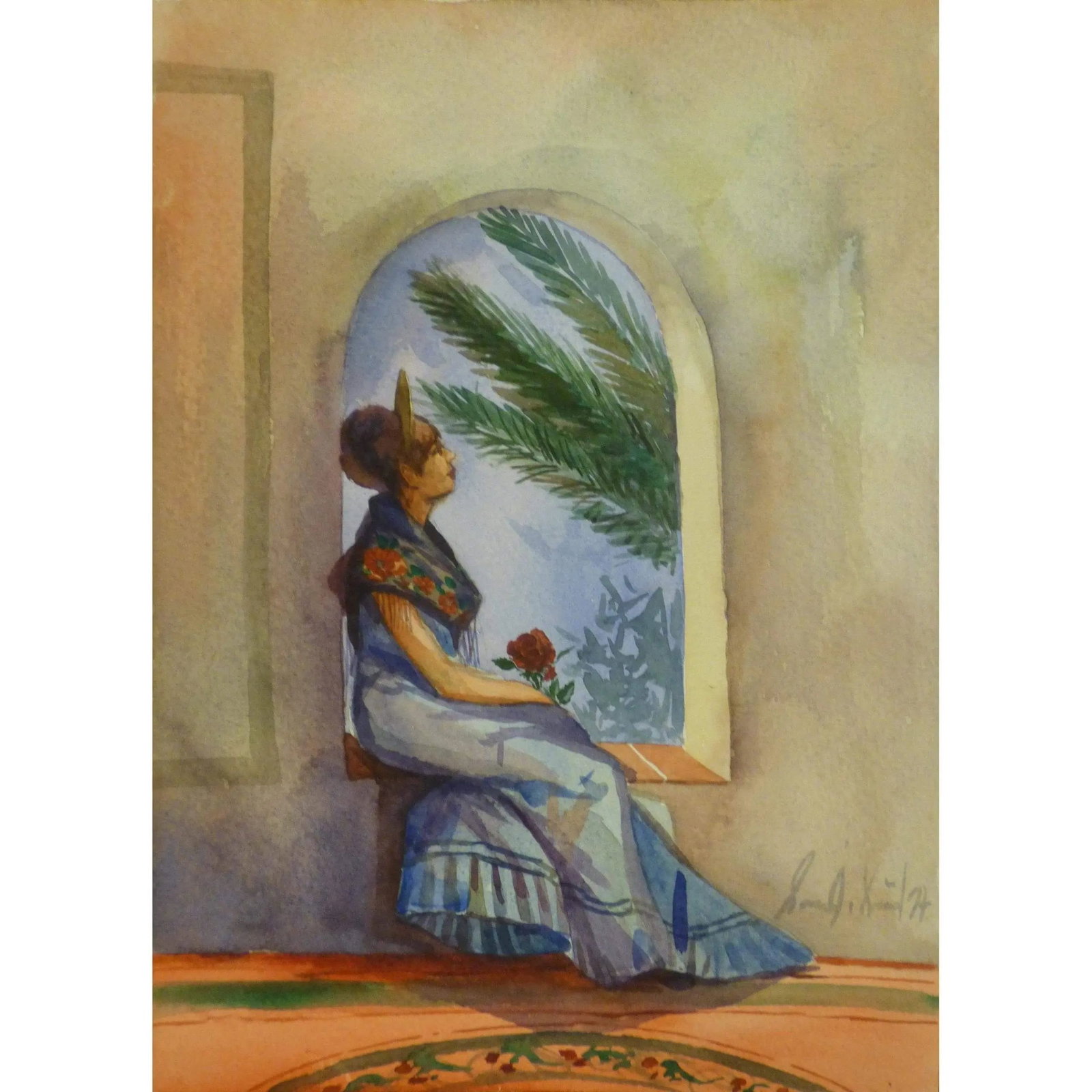 Spanish Watercolor Painting Said Ramil Canvas Ready To Hang For Home Wall Art Decoration 13" X 9": ABCP-224 Spanish Watercolor Painting Said Ramil Canvas Ready to Hang for Home Wall Art Decoration.We only professionally do hand-paint Watercolor Painting, can manage all kinds of style, like portrait