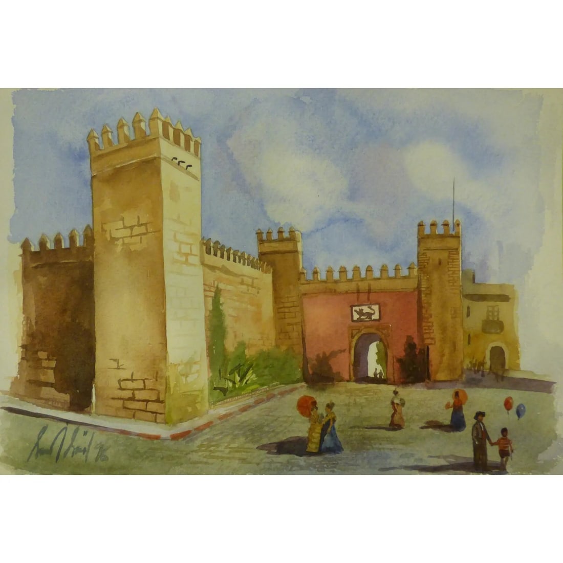 Spanish Watercolor Painting Said Ramil Canvas Ready To Hang For Home Wall Art Decoration 13" X 9": ABCP-218 Spanish Watercolor Painting Said Ramil Canvas Ready to Hang for Home Wall Art Decoration.We only professionally do hand-paint Watercolor Painting, can manage all kinds of style, like portrait