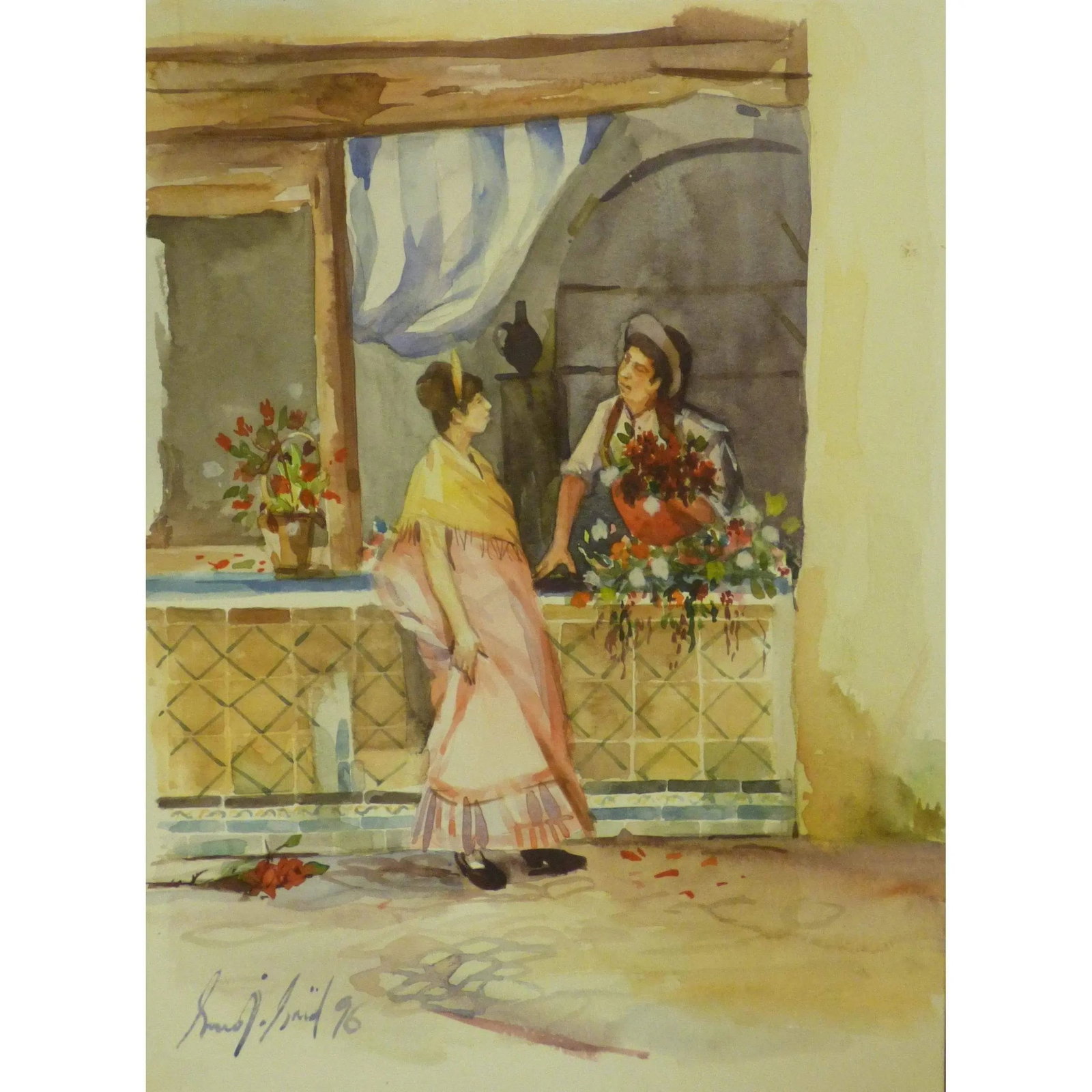 Spanish Watercolor Painting Said Ramil Canvas Ready To Hang For Home Wall Art Decoration 13" X 9": ABCP-217 Spanish Watercolor Painting Said Ramil Canvas Ready to Hang for Home Wall Art Decoration.We only professionally do hand-paint Watercolor Painting, can manage all kinds of style, like portrait