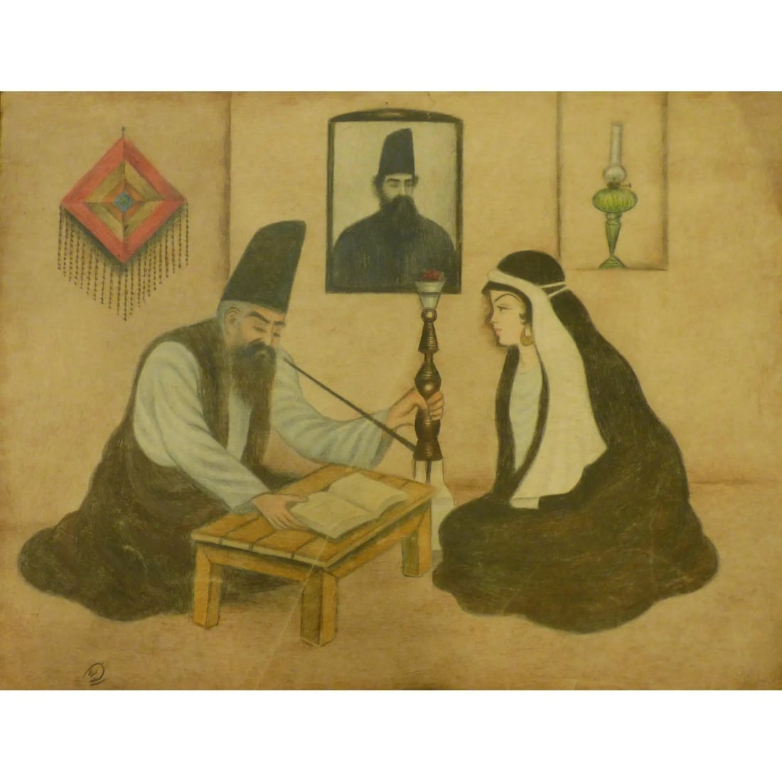 Persian Watercolor Painting Said Ramil Canvas Ready To Hang For Home Wall Art Decoration 14" X 19": ABCP-225 Persian Watercolor Painting Said Ramil Canvas Ready to Hang for Home Wall Art Decoration.We only professionally do hand-paint Watercolor Painting, can manage all kinds of style, like portrait
