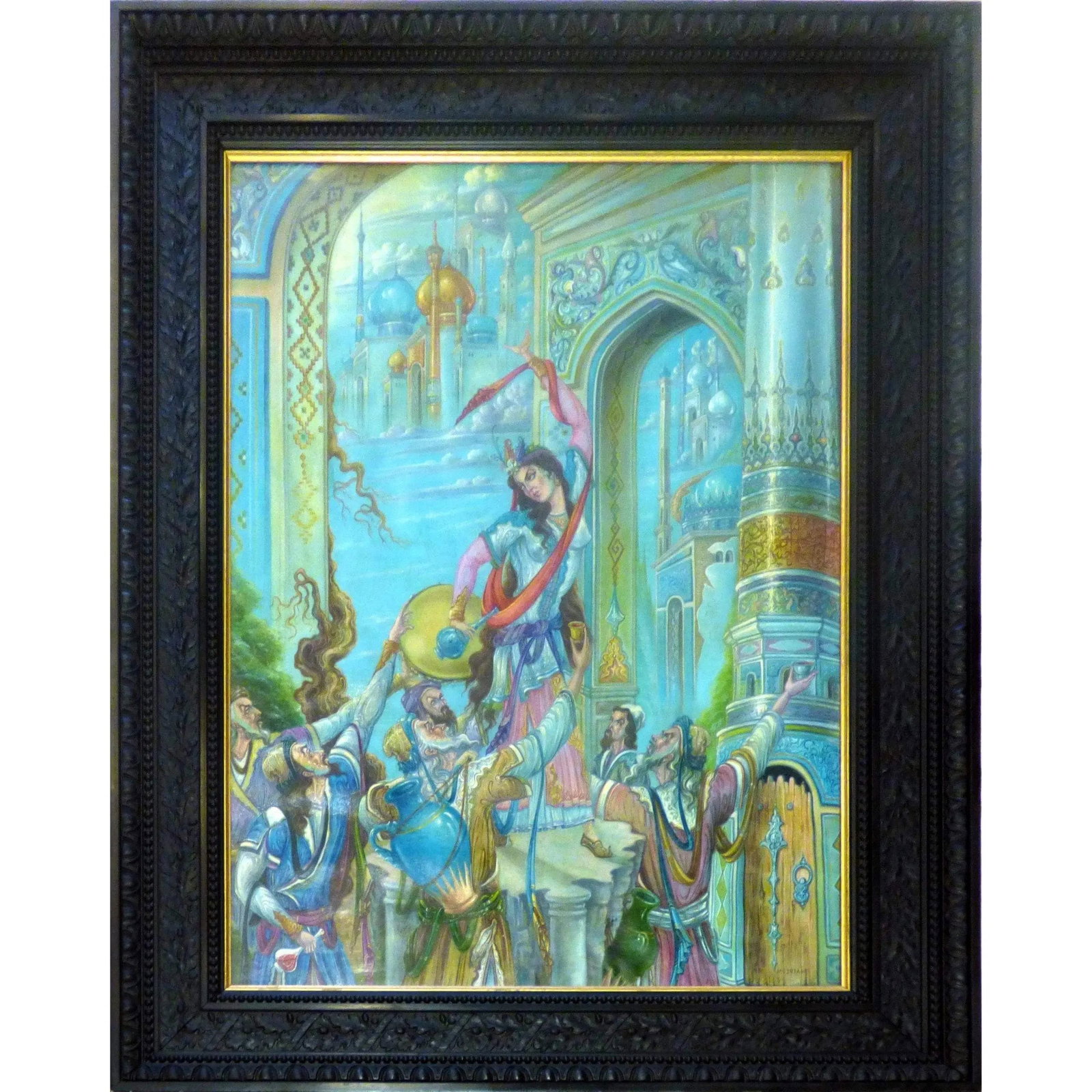 Persian Miniature Handmade On Leather With Unique Design And Colorful Authentic Art 32" X 42": ABCP-18 Persian Miniature Handmade on Leather with Unique Design and Colorful ART. ABC Rugs Kilims is a professional home decors manufacturer. The high-quality Authentic Persian Miniature Handmade mul
