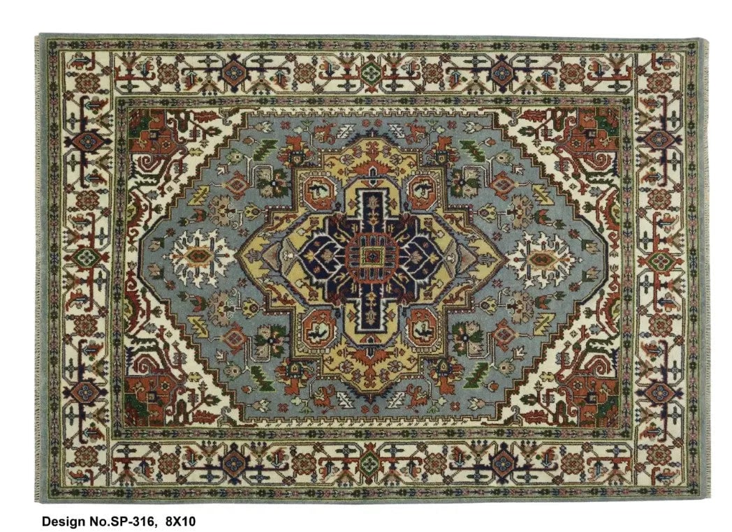 Hand knotted Indian Modern Rug 8'0" x 10'0": Hand knotted and meticulously crafted by Indian artisans, this stunning Indian Hand Knotted Area Rug will invite quality and beauty into your home, office or outdoor space. ABC Rugs Kilims takes pride