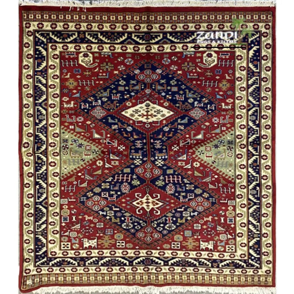 One Of The Kind Indian Hand-Knotted Rug 7'11''X5'1'': ABC Rugs Kilims Collection Hand Knotted Indian Gabbah Traditional Design Rug Size 7'11''X5'1'' (Rr11548) (Z_Abcr02709) (Red, Blue) Hand knotted and meticulously crafted by Indian artisans, this stunni